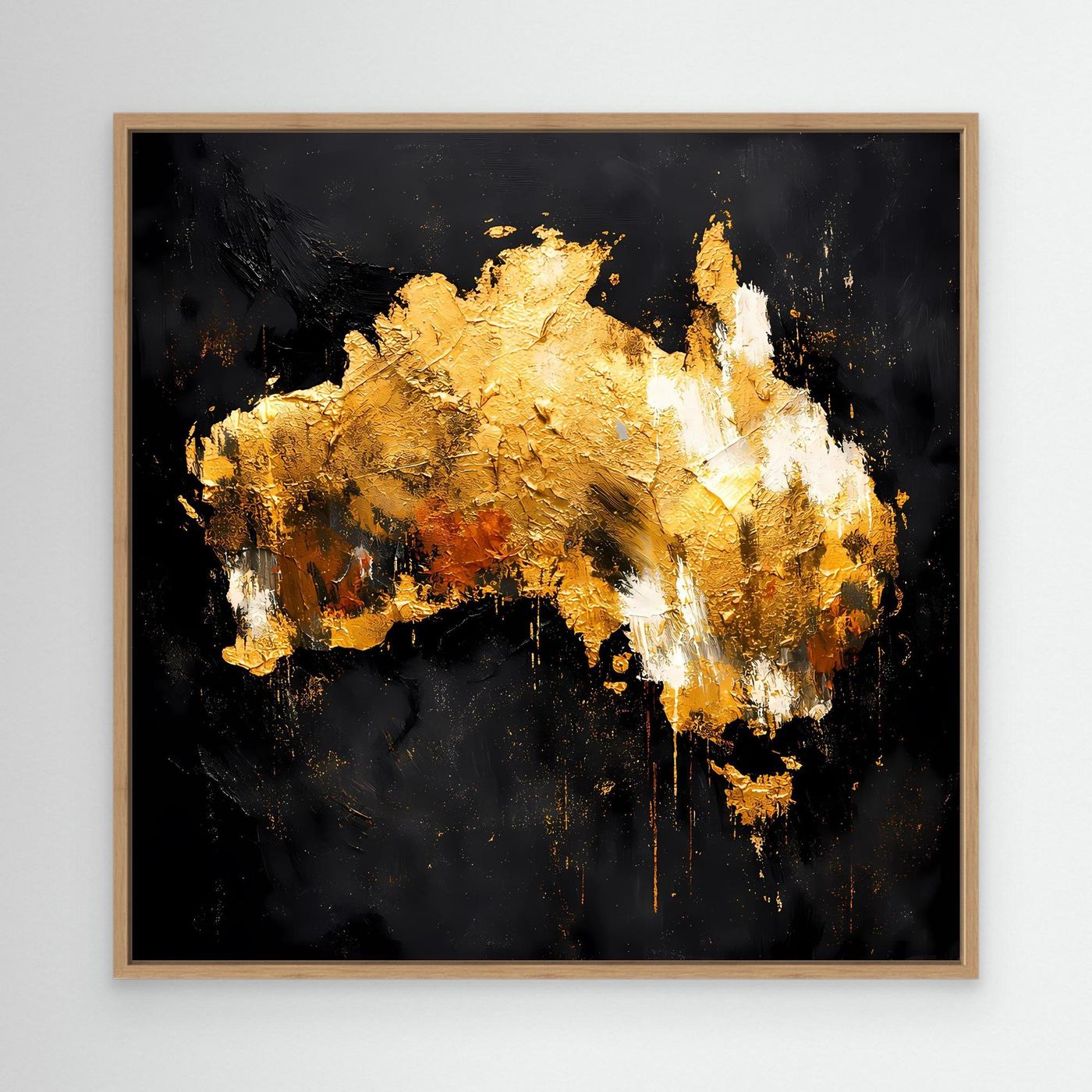 Leinwand Goldene Landkarte von Australien | Modernes Luxus Wandbild Kontinent