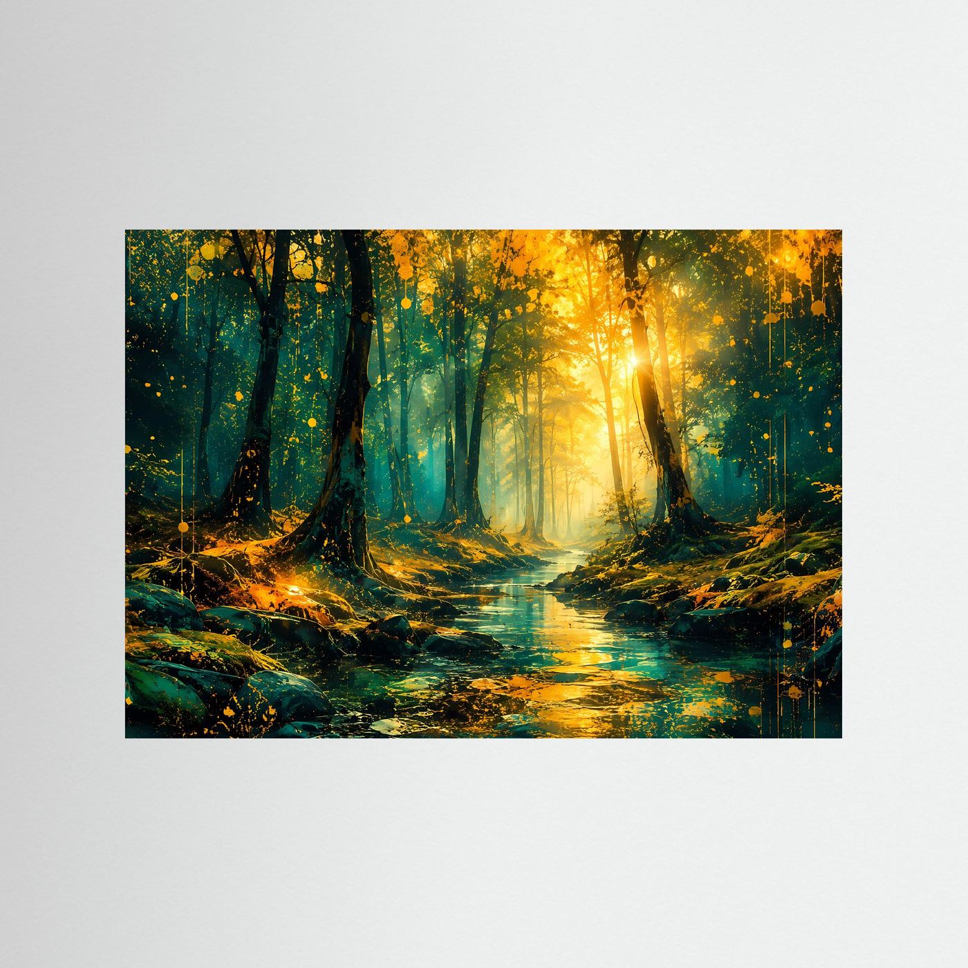 Magischer Wald Poster | Sonnenstrahlen im Wald | Waldlandschaft Wandbild | Mystische Naturkunst | Fine Art Print