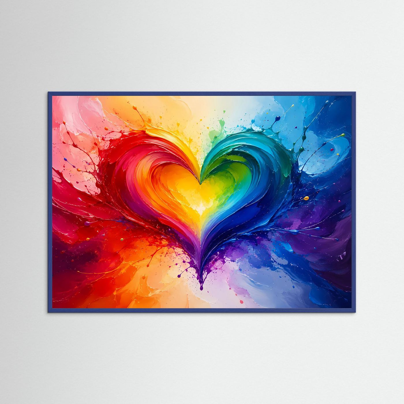 Regenbogen Herz Poster | Abstrakte Liebe Wandkunst | LGBTQ+ Herz Kunst | Farbenfrohes Modernes Wandbild