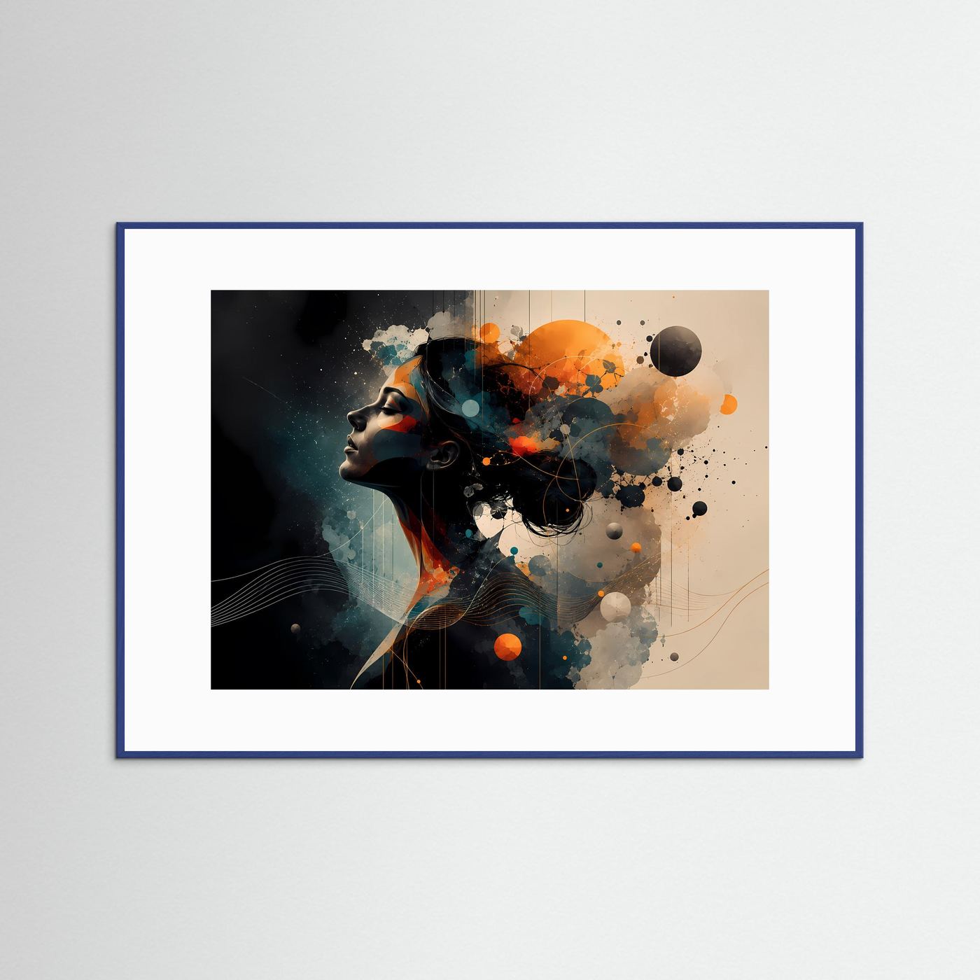 Abstraktes Frauengesicht Poster | Moderne Portrait Kunst | Surreale Frauenkunst | Geometrische Wanddekoration | Elegante Leinwand mit Goldakzenten - Copy