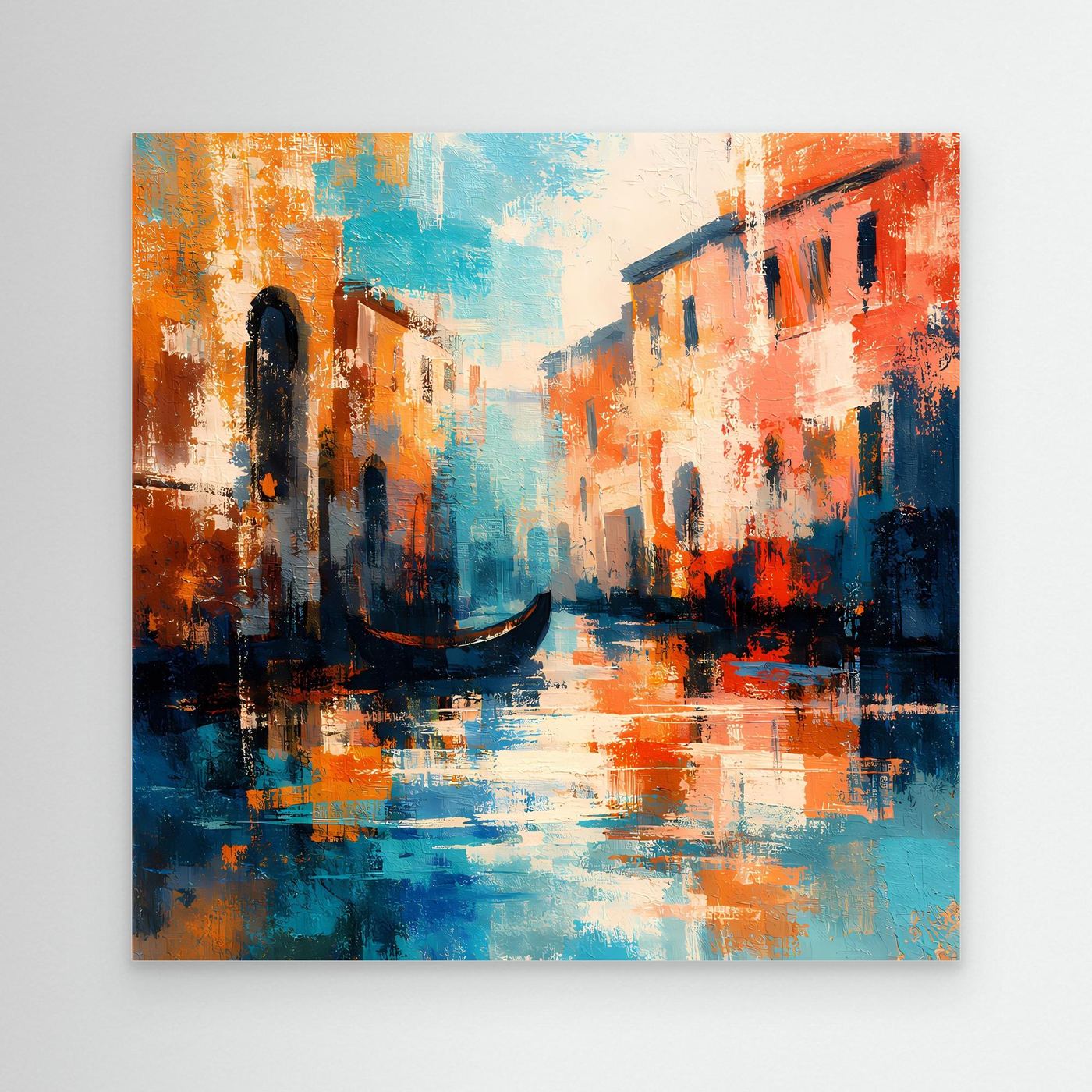 Leinwand Romantisches Venedig bei Sonnenuntergang | Abstraktes Gondel Wandbild