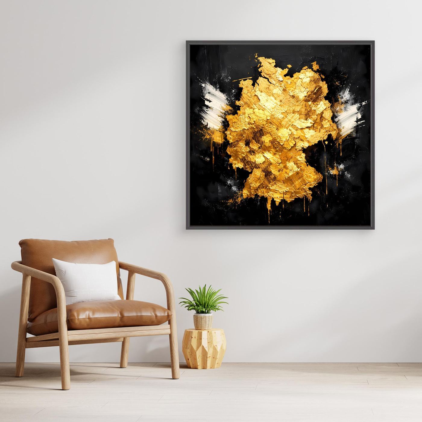 Leinwand Elegante Deutschlandkarte in Gold & Schwarz | Modernes Abstraktes Wandbild