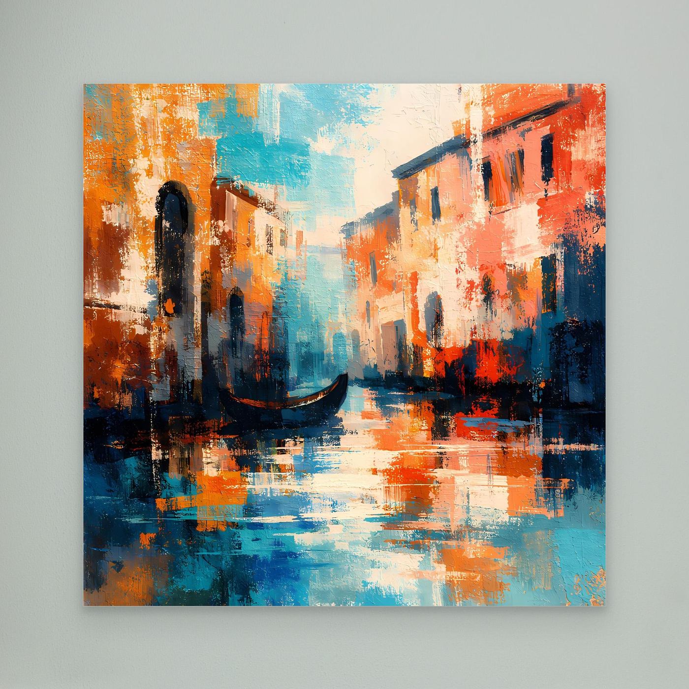 Leinwand Romantisches Venedig bei Sonnenuntergang | Abstraktes Gondel Wandbild