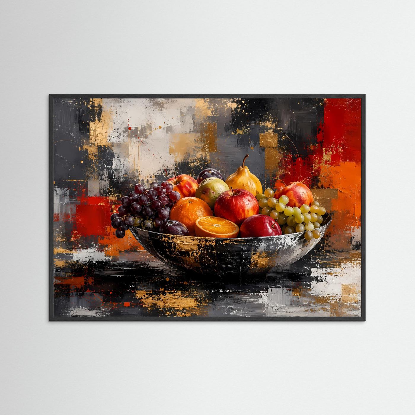 Moderne Obstschale im Stillleben-Design | Abstrakte Küchenkunst & Wandbild