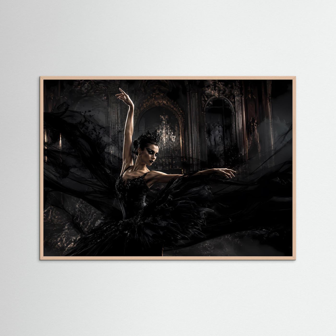 Dramatische Schwarzer Schwan Ballerina | Gothic & Eleganz Kunst Poster Querformat