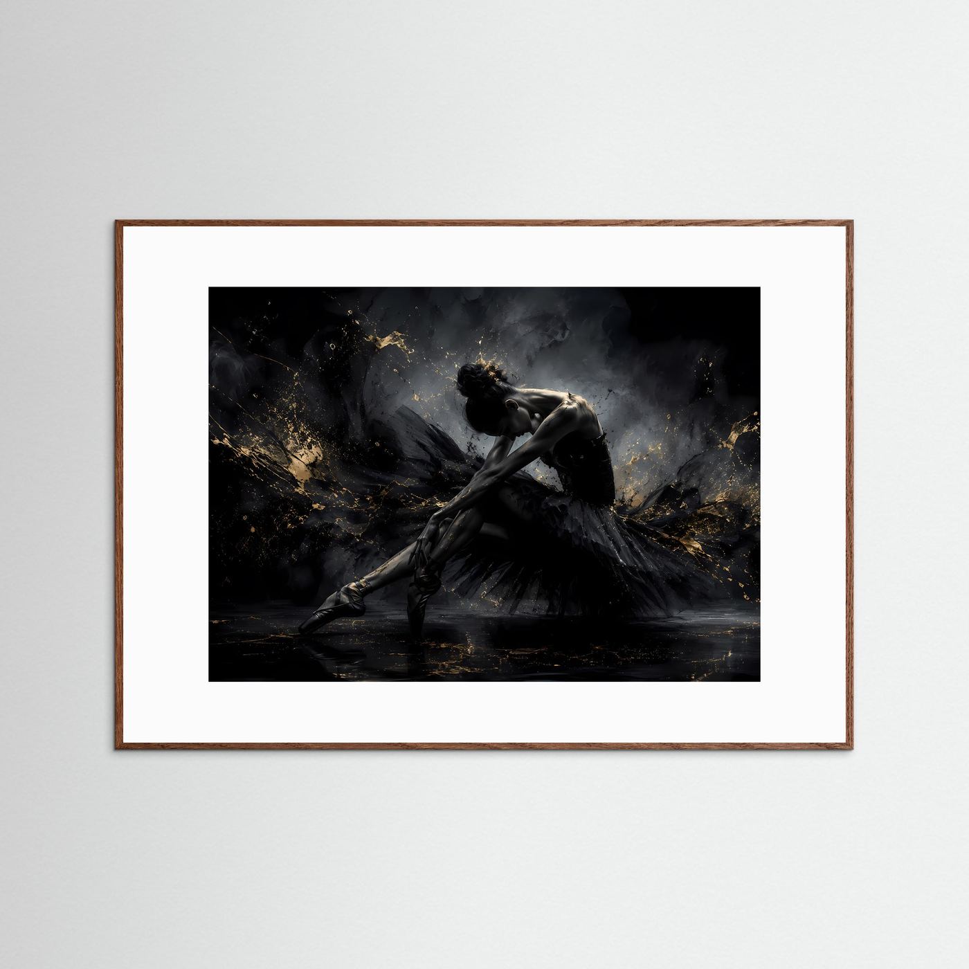 Anmut in Schwarz & Gold | Elegantes Ballerina Poster im Modern Art Stil