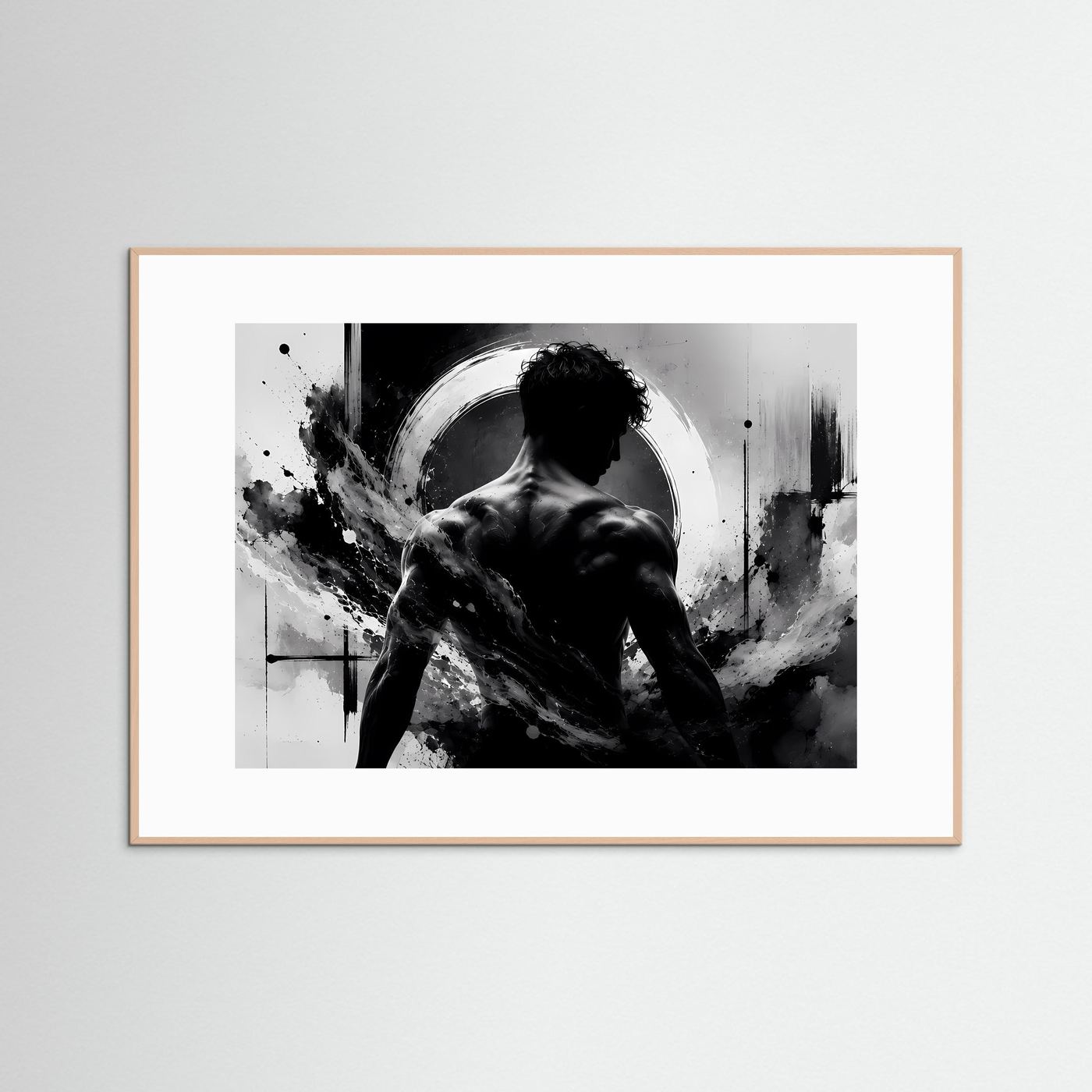 Männer Silhouette Poster Schwarz Weiß | Abstrakte Körperkunst | Monochrome Moderne Wandkunst | Minimalistisches Wandbild