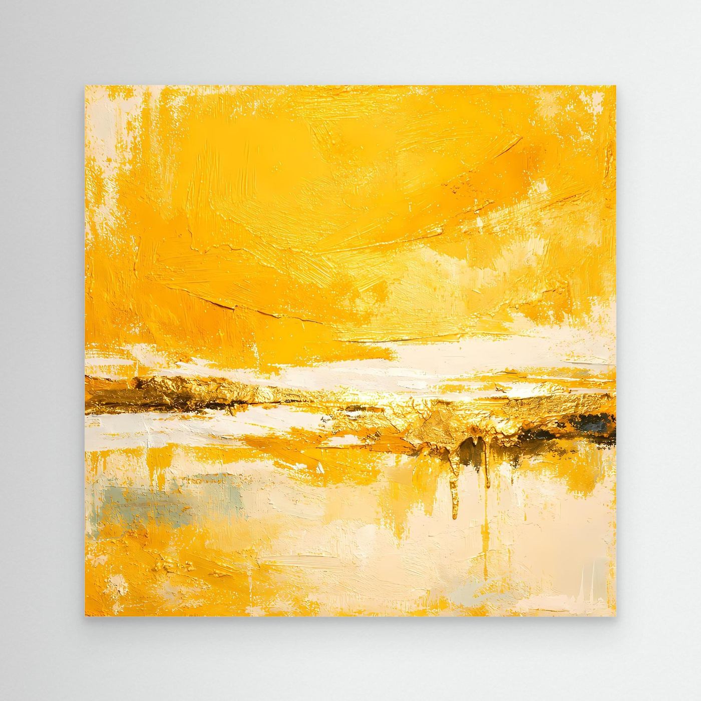Leinwand Abstraktes Gemälde in Sonnengelb und Gold | Modernes Abstraktes Wandbild