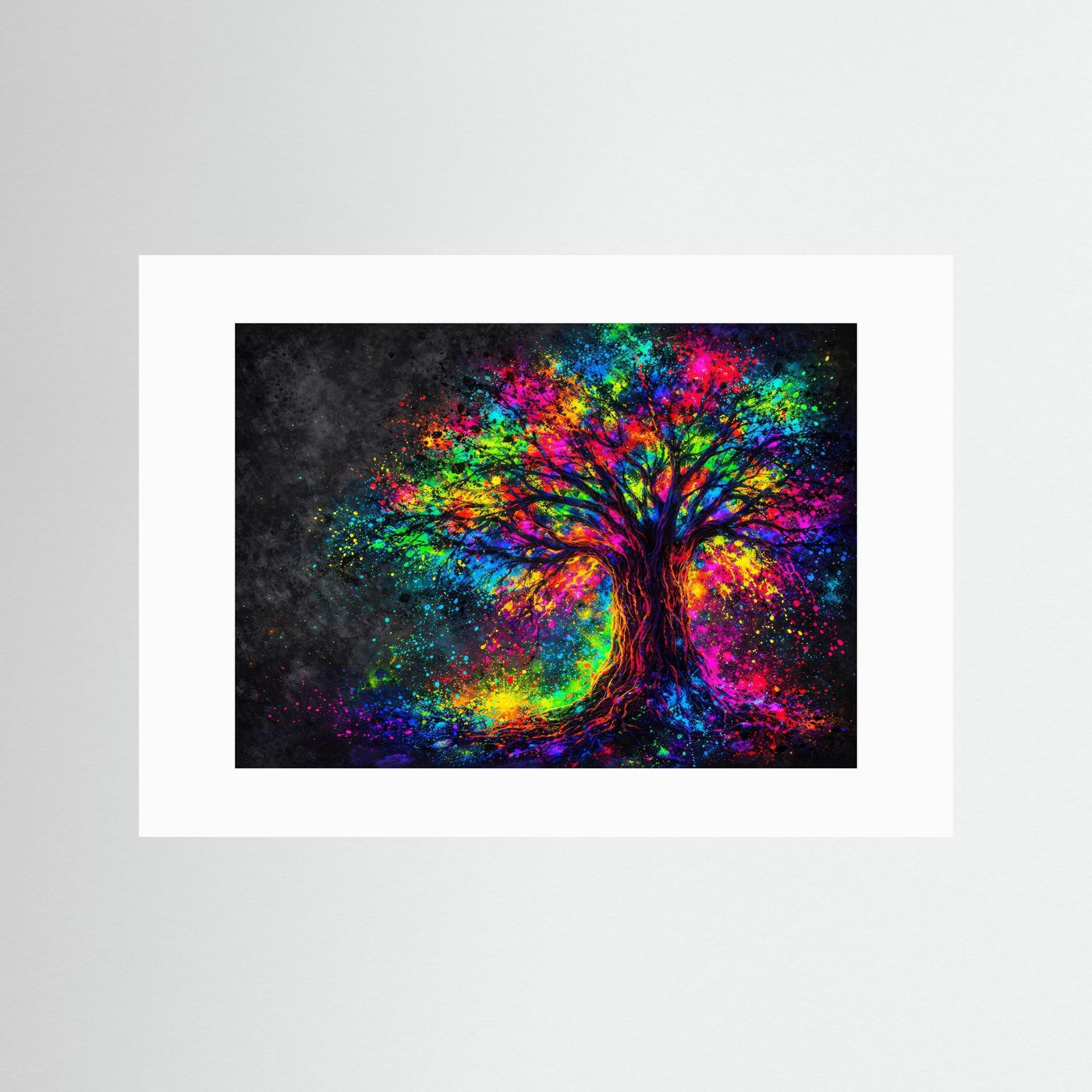 Lebensbaum der Farben | Moderner Kunst Print Querformat Wandbild