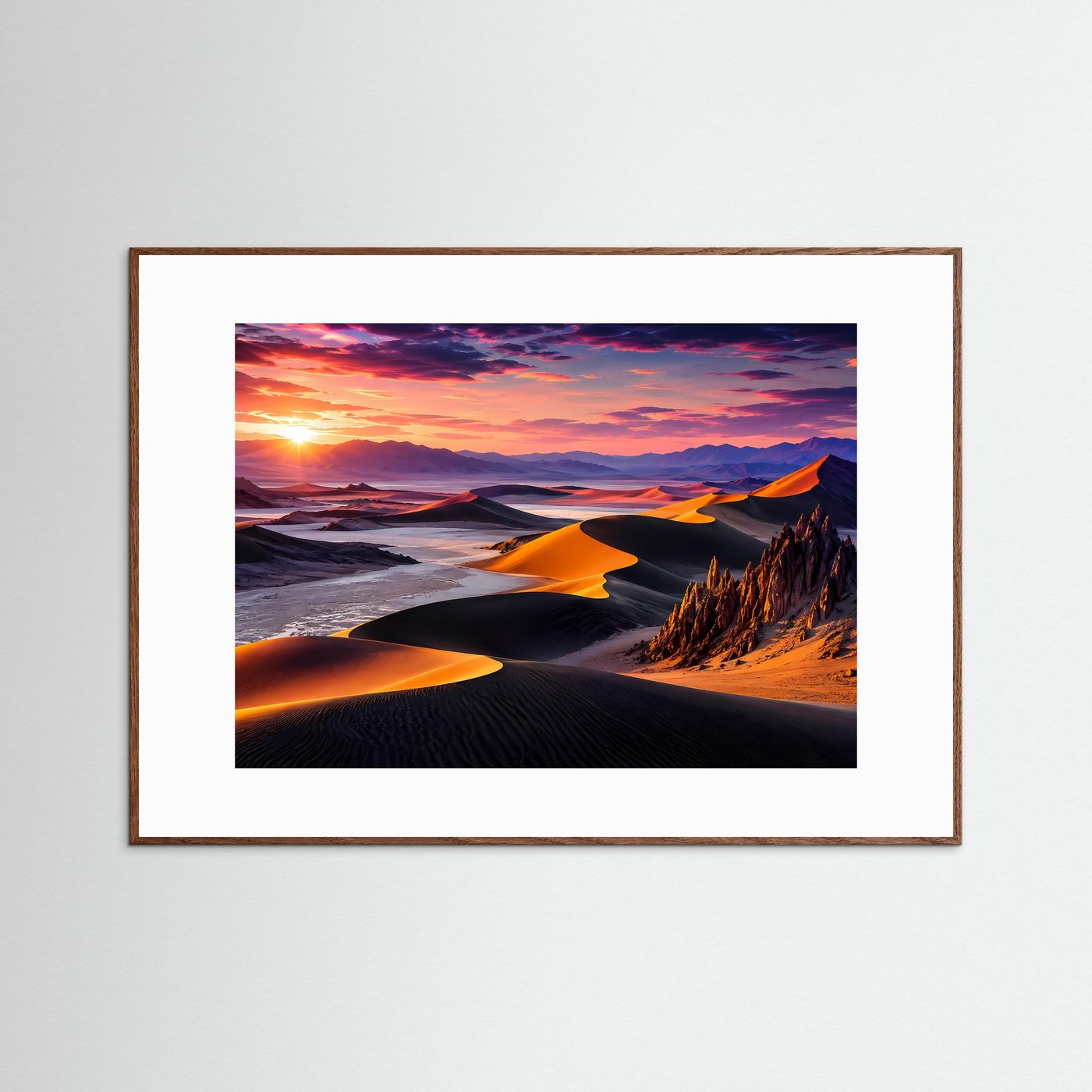 Wüstenlandschaft Poster | Goldene Sanddünen bei Sonnenuntergang | Moderne Natur Wandkunst | Panorama Wüste | Fine Art Landschaft | Premium Wandbild