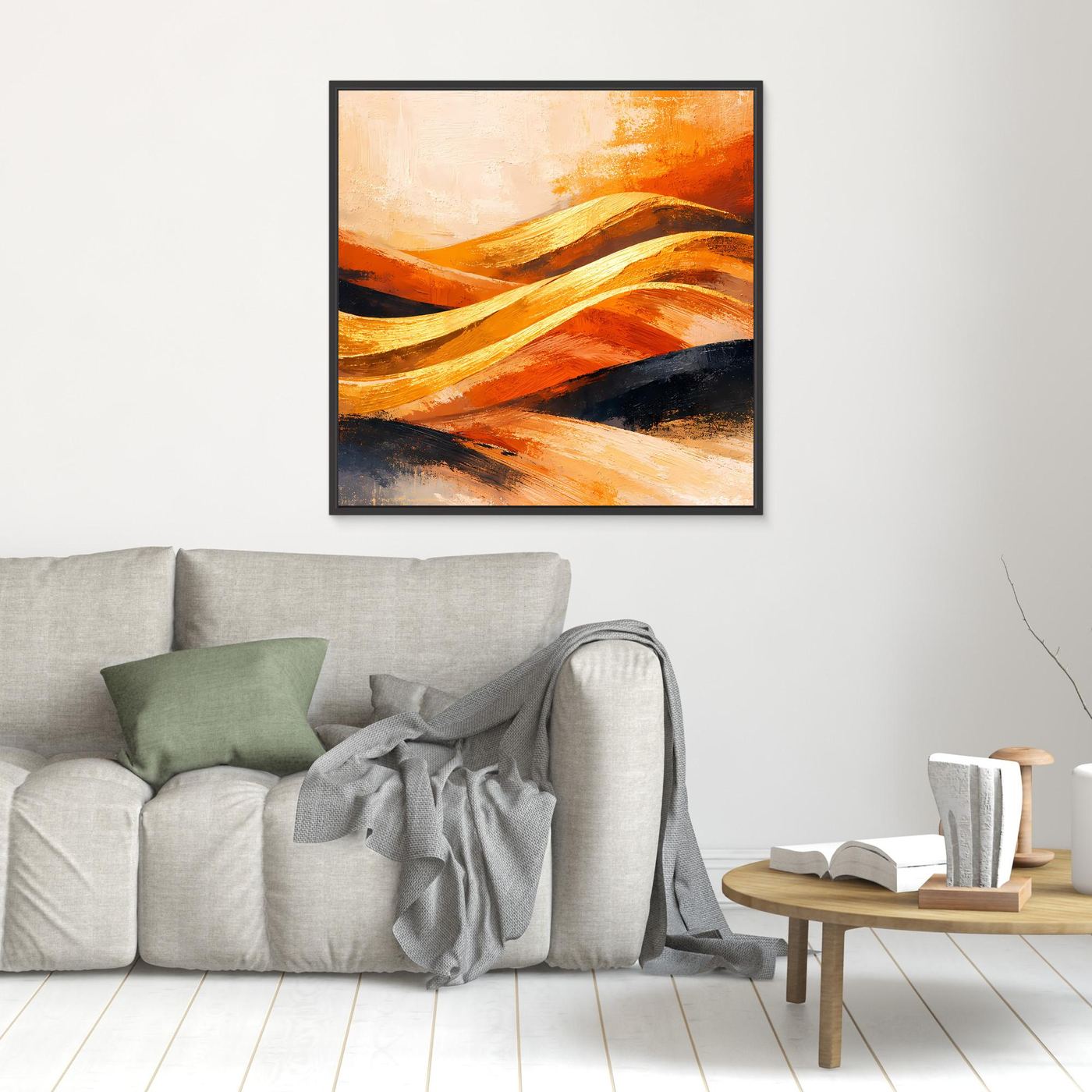 Leinwand Goldene Wüstendünen | Abstraktes Modern Art Landschafts Wandbild