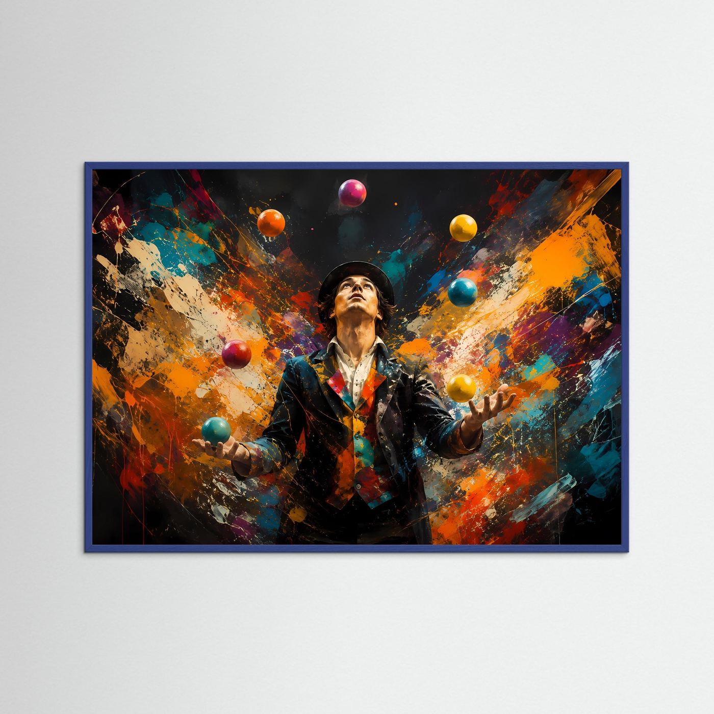 Faszinierender Jongleur im Farbenspiel | Moderne Zirkus- & Kunst-Poster Querformat