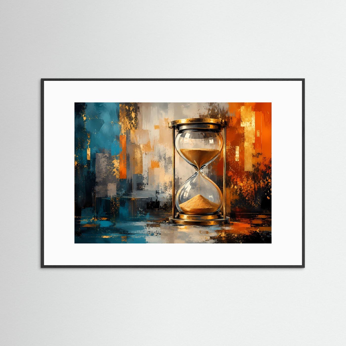 Goldene Sanduhr in Zeit & Raum | Abstrakte Kunst & Ästhetik Poster Querformat