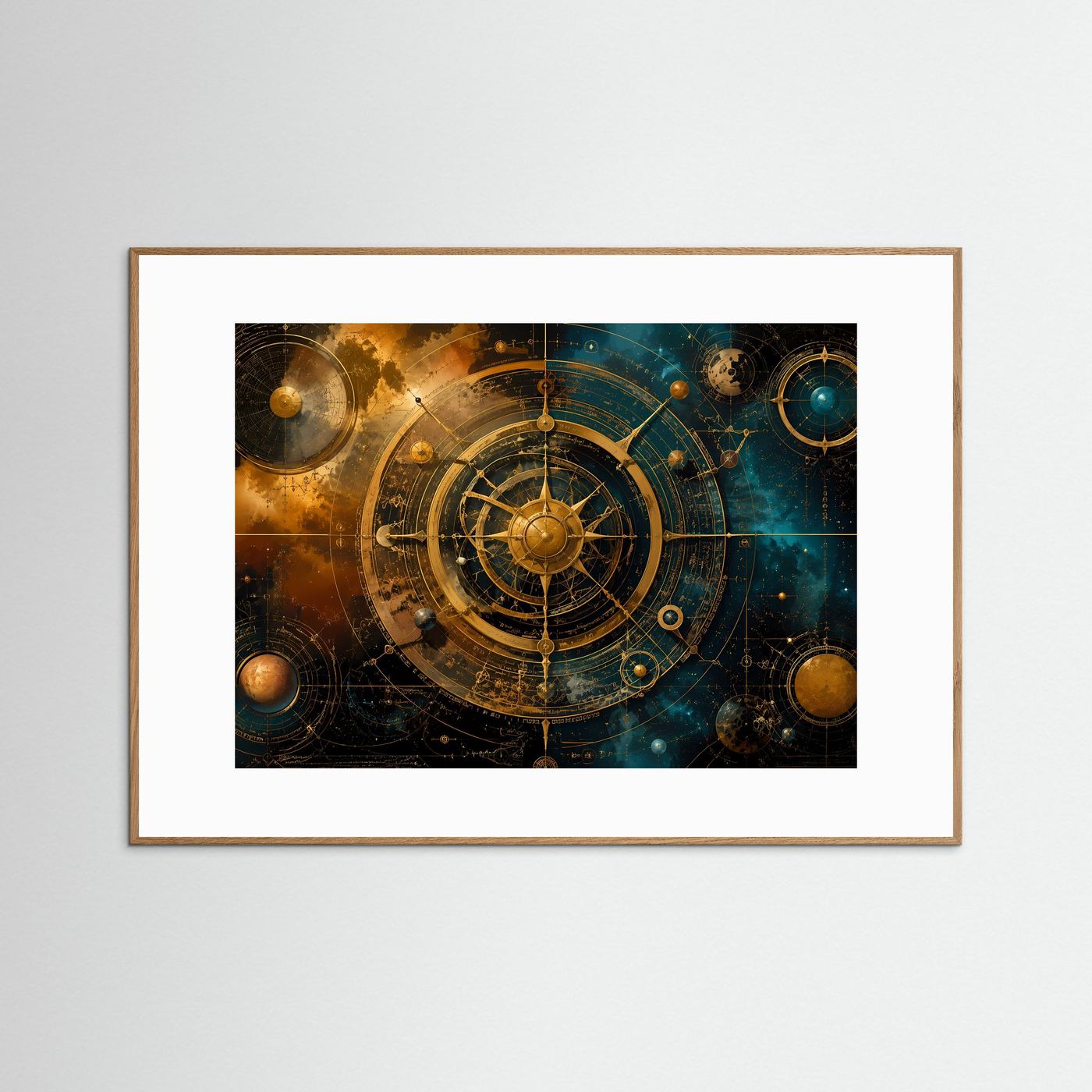 Kosmische Navigation | Astronomische Uhr & Astrologie Poster mit Gold- und Galaxie-Akzenten