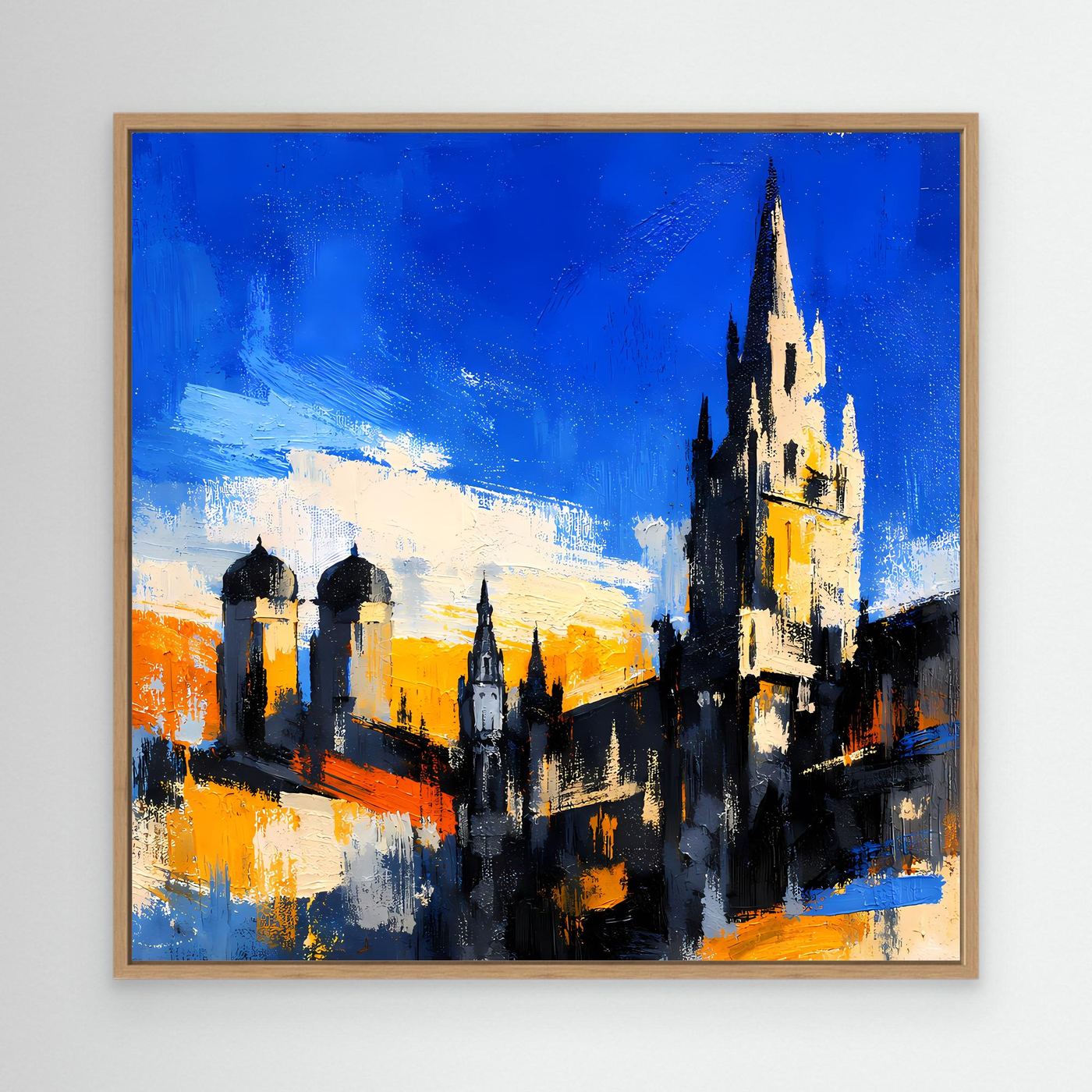 Leinwand Historische Stadtkulisse bei Sonnenuntergang | Abstraktes Architektur Wandbild
