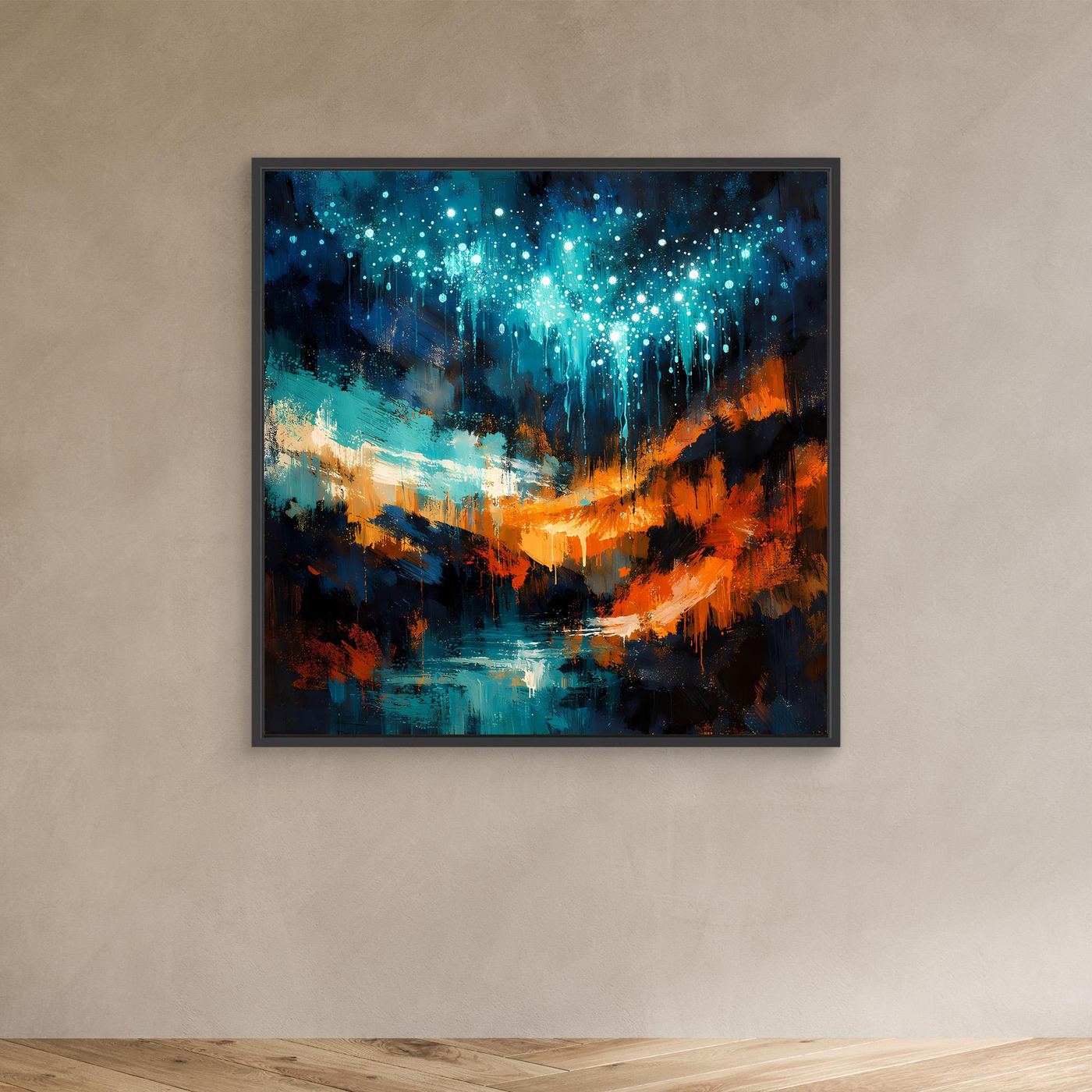Leinwand Magische Glühwürmchen-Höhle | Abstraktes Natur Fantasy Wandbild