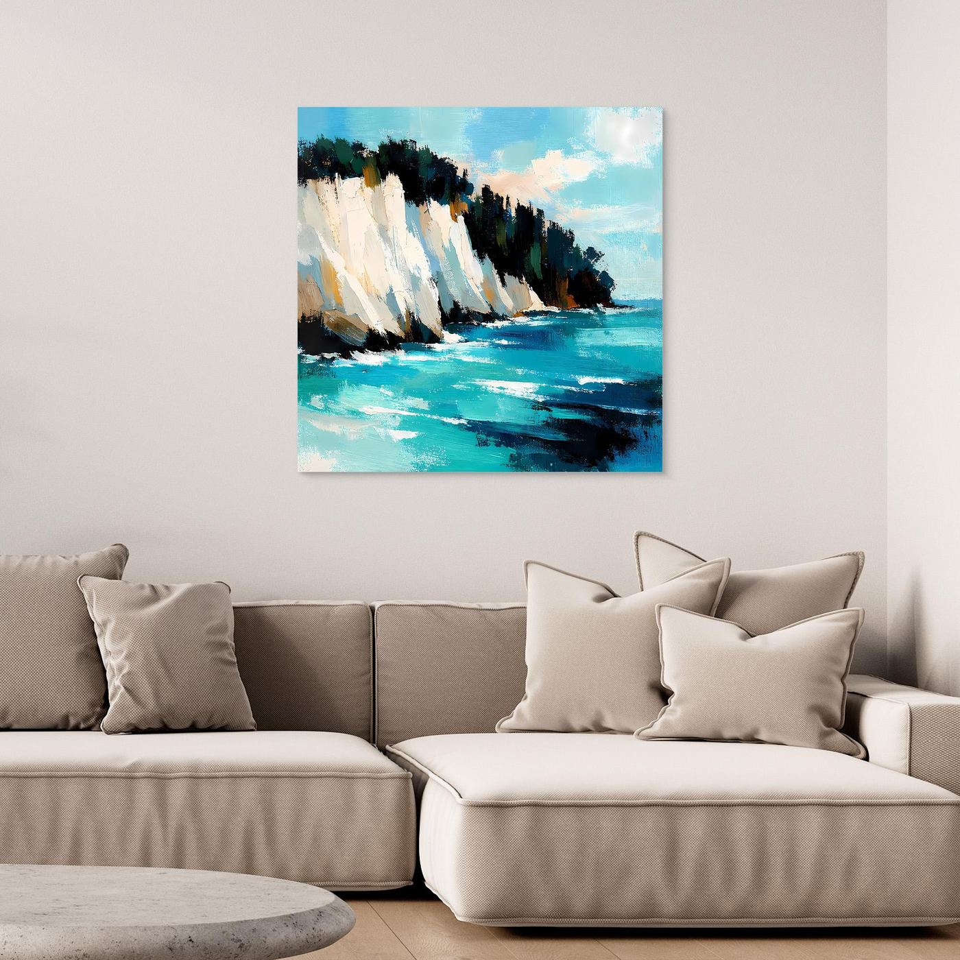 Leinwand Monumentale Kreidefelsen am Meer | Abstraktes Küsten Wandbild Rügen