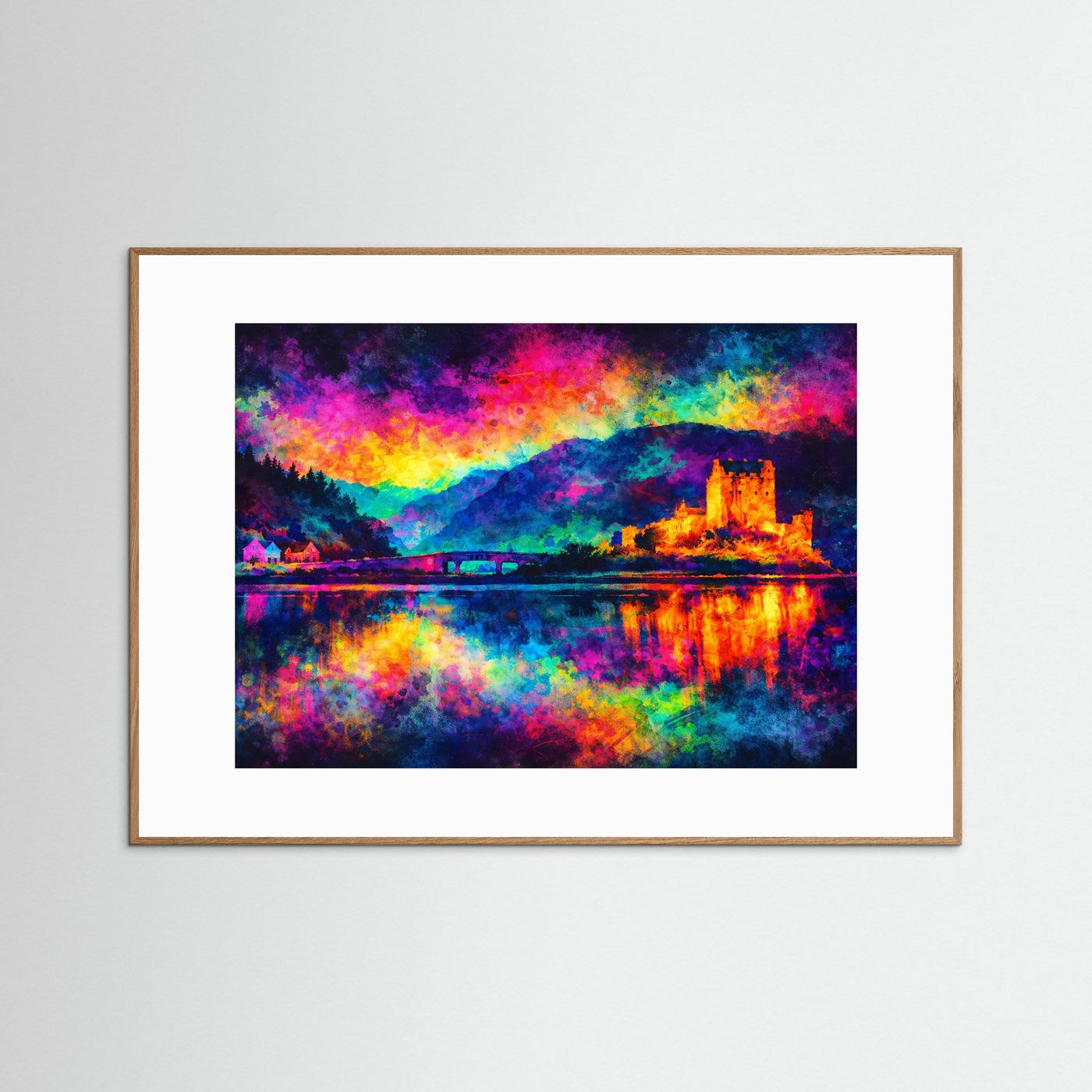 Eilean Donan Castle Expressionismus | Bunte Architektur & Schottland Kunst Poster Querformat