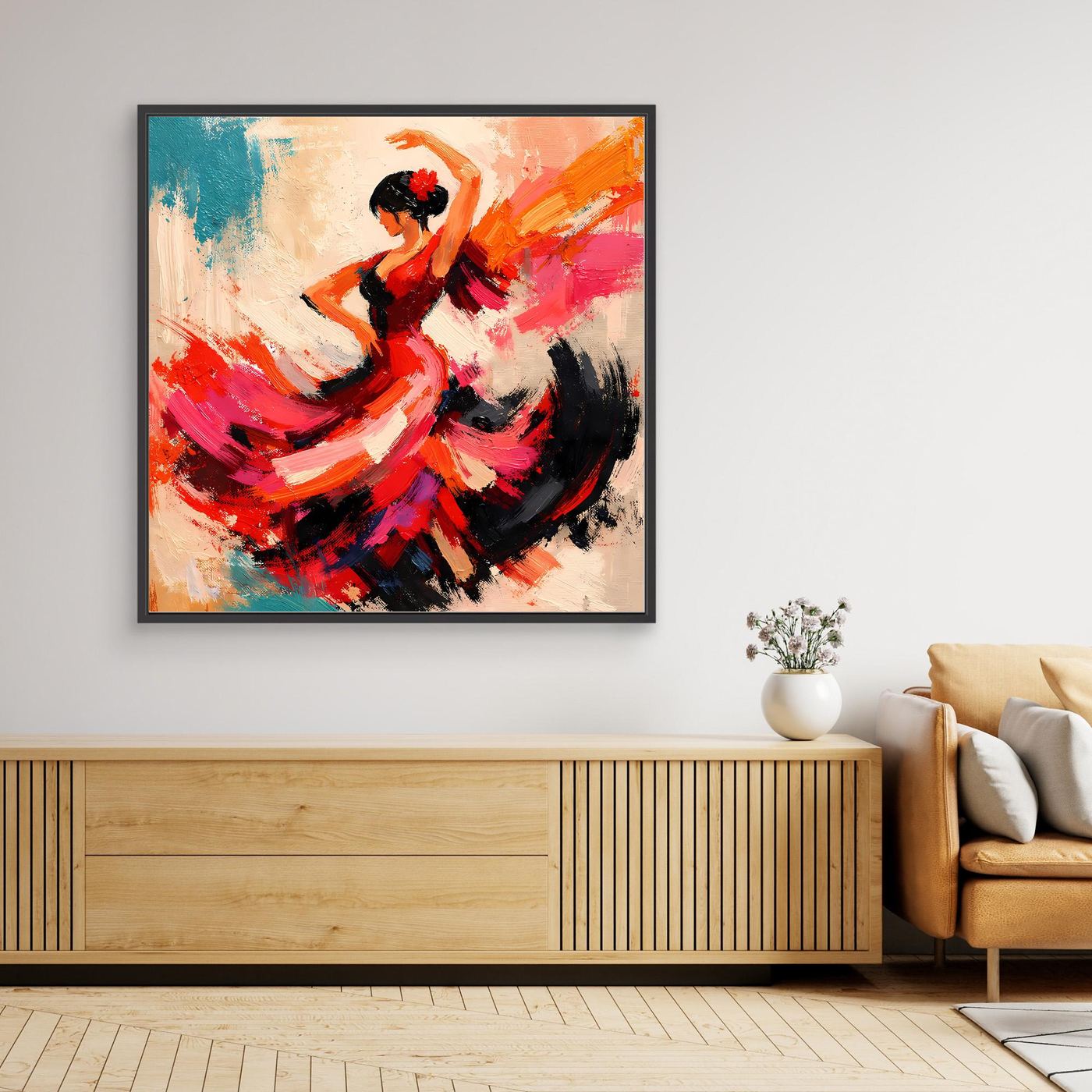 Premium Leinwand Flamenco Tänzerin Abstrakt | Modernes Kunst Poster Spanische Wanddeko