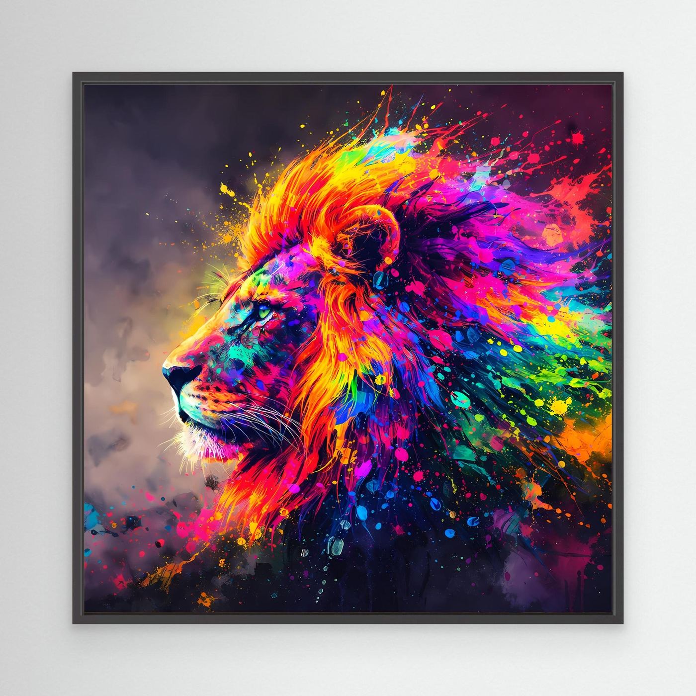 Leinwandbild Majestätischer Löwe | Abstraktes Pop-Art Löwen Wandbild auf Keilrahmen