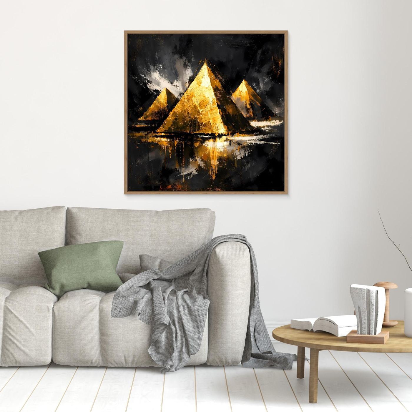 Leinwand Goldene Pyramiden von Gizeh | Abstraktes Ägypten Wandbild Modern