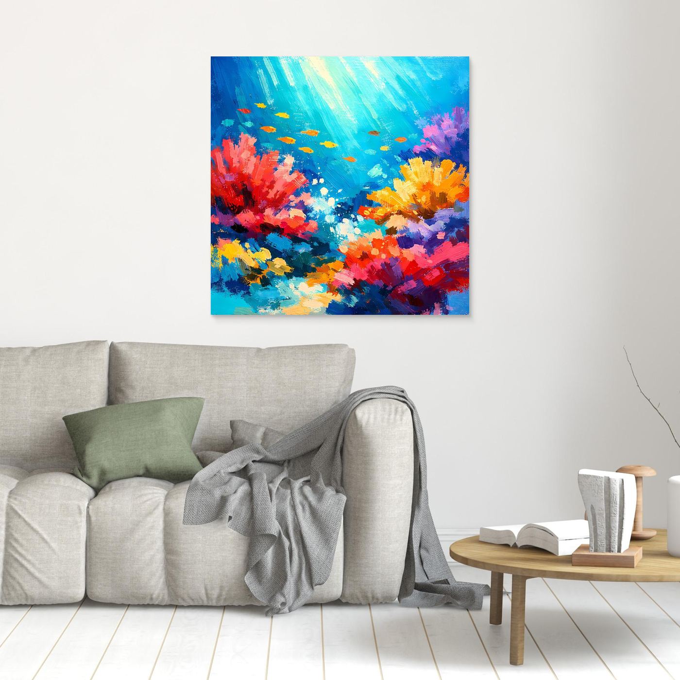 Leinwand Abstraktes Korallenriff Unterwasser | Modernes Ozean Wandbild Bunt