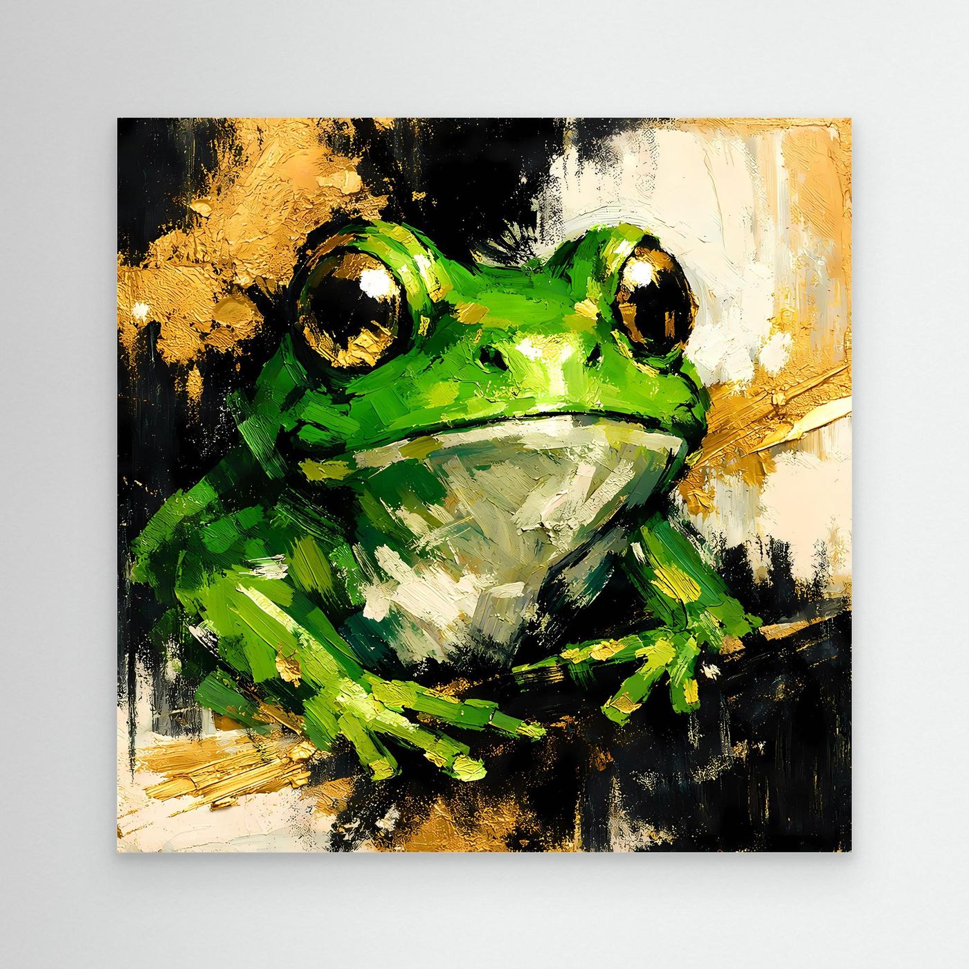 Leinwand Farbenfroher Grüner Frosch | Abstraktes Tier Wandbild