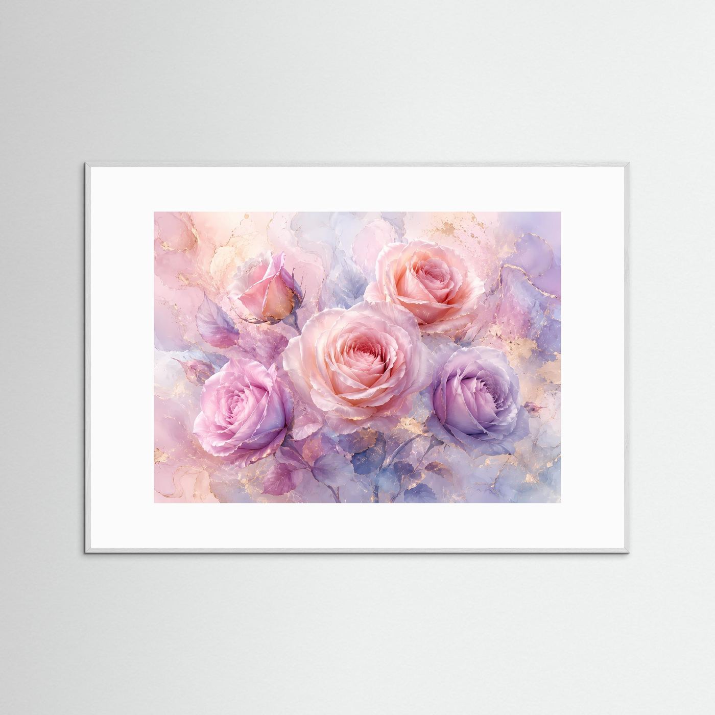 Rosen Poster Pastell | Zarte Rosenblüten in Rosa & Flieder | Florale Wandkunst | Modernes Blumenbild | Leinwand | Premium Wall Art