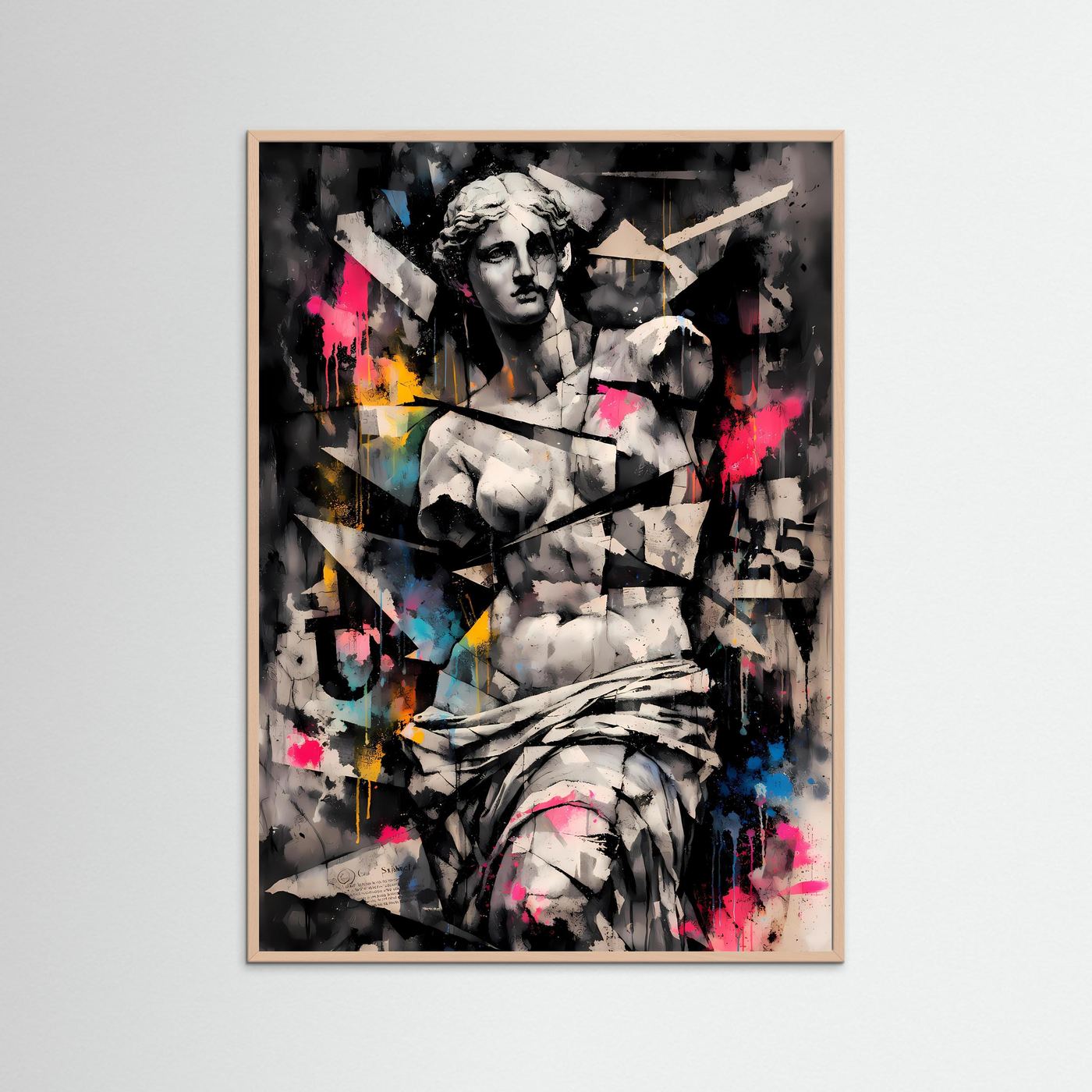 Antike trifft Street Art | Abstraktes Venus von Milo Skulpturen Poster mit Neon-Akzenten | Modernes Kunstposter Hochformat