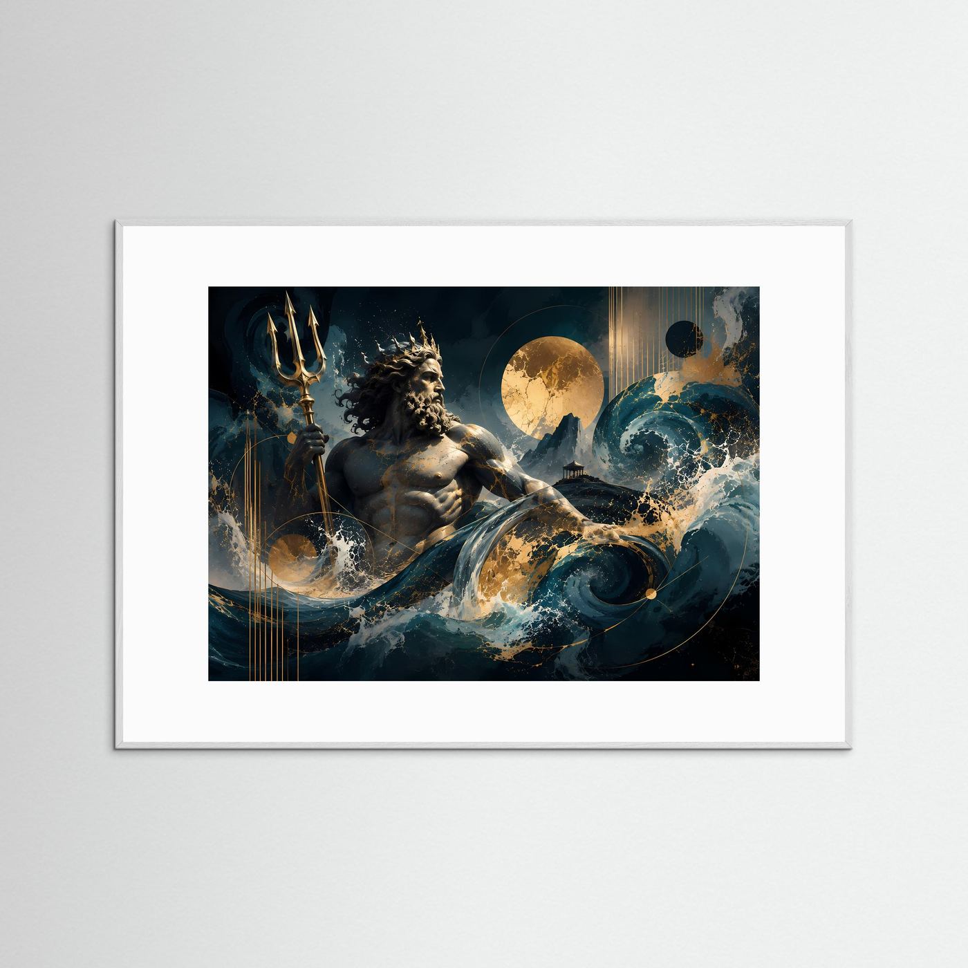 Poseidon – Herrscher der Meere | Abstrakte Mythologie in Blau & Gold