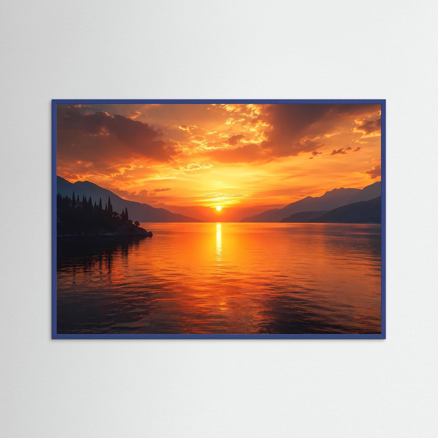Goldener Abend am See | Romantisches Sonnenuntergang Panorama Poster