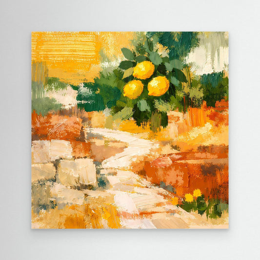 Leinwand Mediterraner Zitronenzweig im Sonnenlicht | Abstraktes Stillleben Wandbild