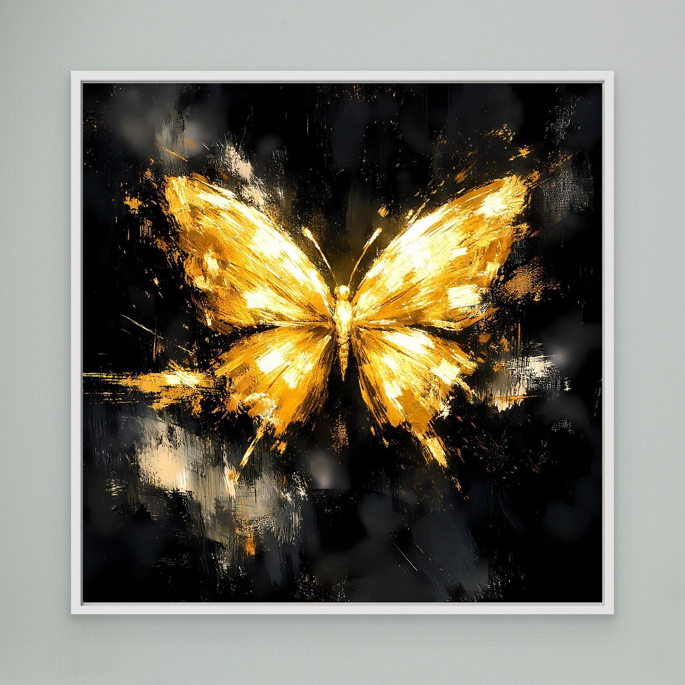 Leinwand Eleganter Goldener Schmetterling | Abstraktes Luxus Wandbild
