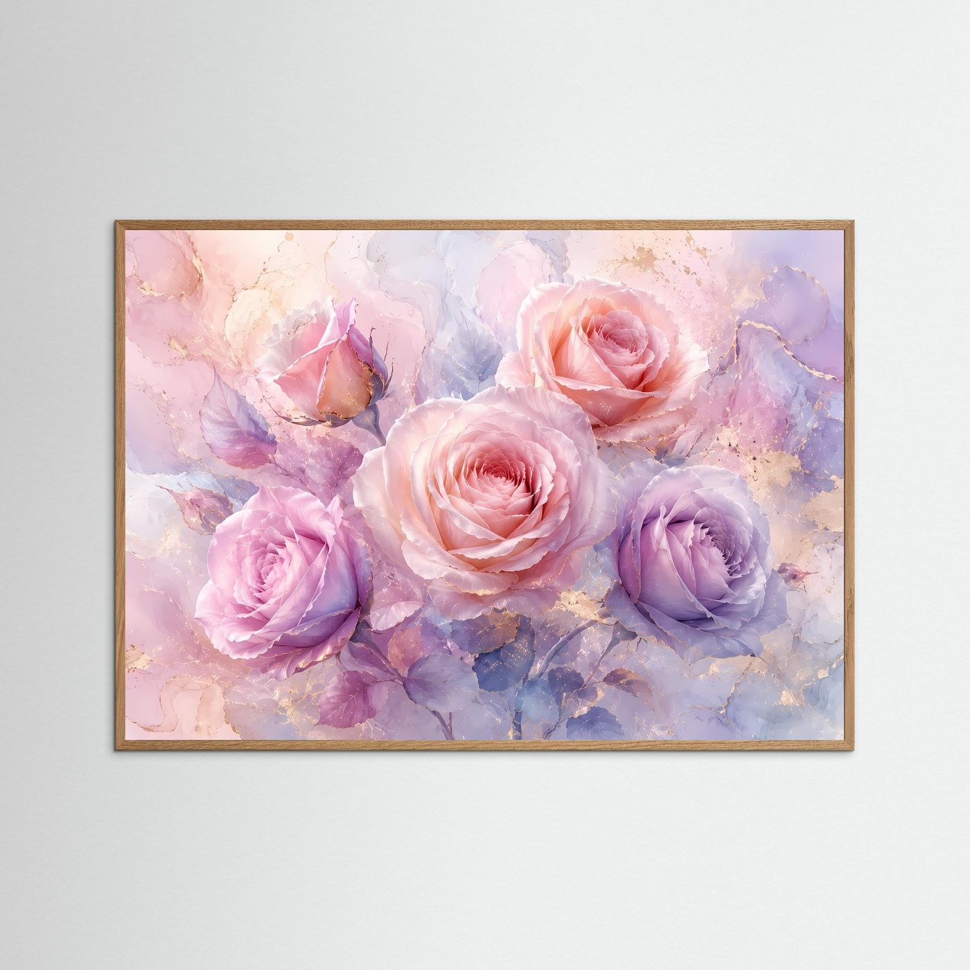 Rosen Poster Pastell | Zarte Rosenblüten in Rosa & Flieder | Florale Wandkunst | Modernes Blumenbild | Leinwand | Premium Wall Art