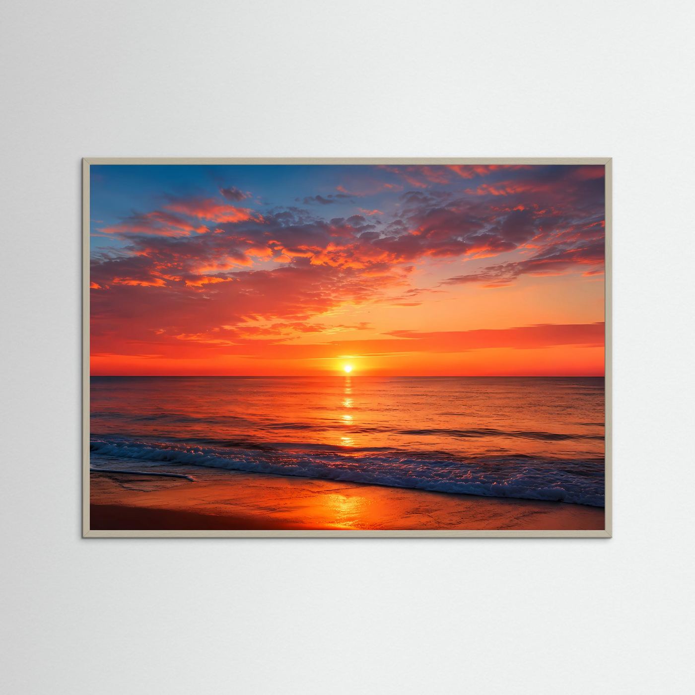 Sonnenuntergang am Meer Poster Querformat | Roter Abendhimmel über dem Ozean