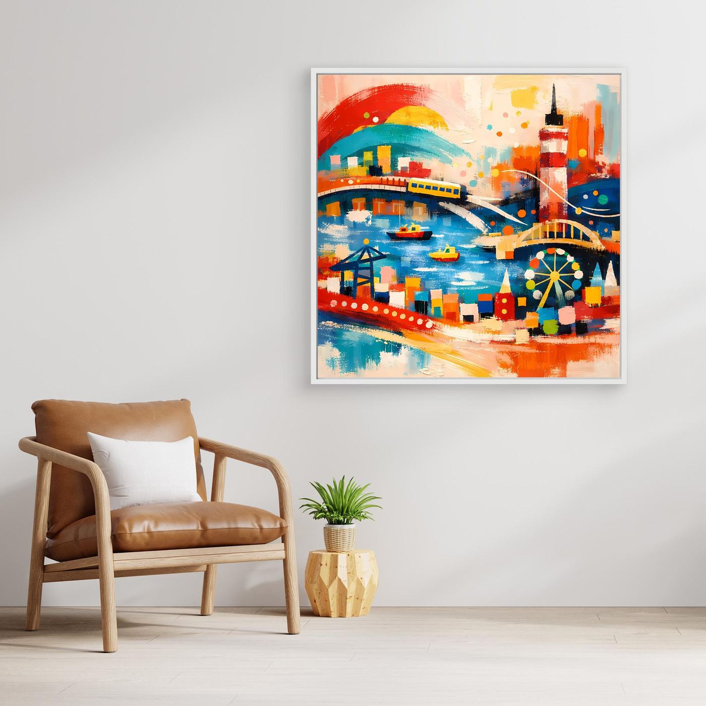 Leinwand Abstraktes Hamburg Hafen Wandbild | Buntes Maritimes Kunstwerk