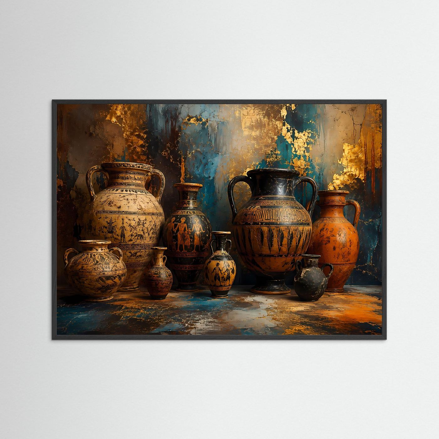 Antike Amphoren Poster | Griechische Keramik Wandbild | Mediterrane Kunst | Historische Vasen Stillleben | Moderne Fine Art Wanddekoration | Premium Print