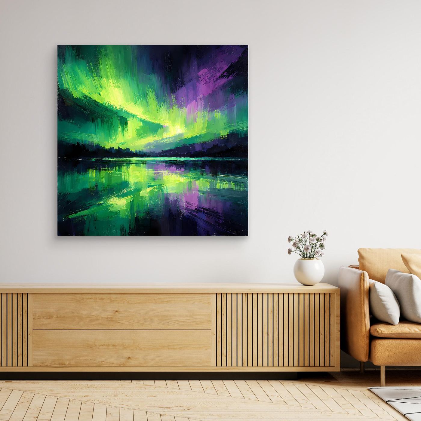 Leinwand Magisches Polarlicht | Abstraktes Nordlicht Natur Wandbild