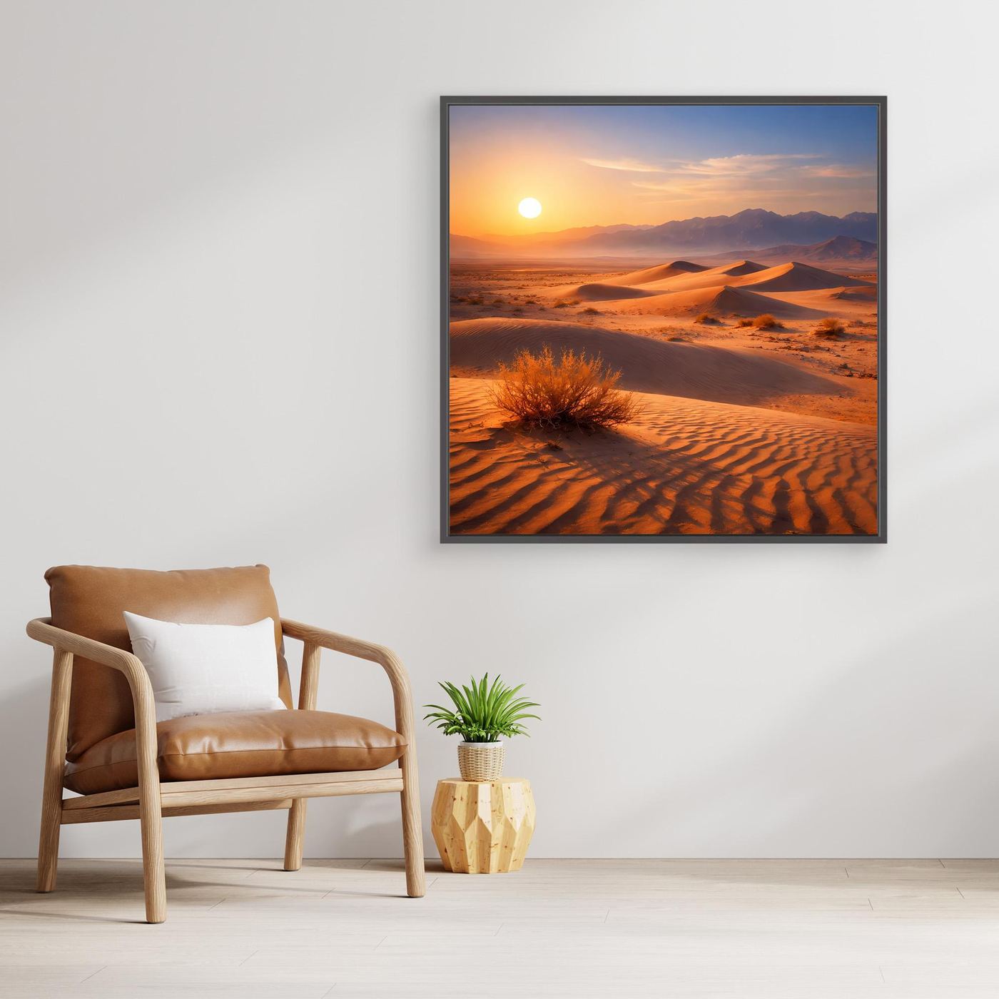 Leinwand Goldener Sonnenuntergang in der Wüste | Modernes Dünen-Landschaft Wandbild