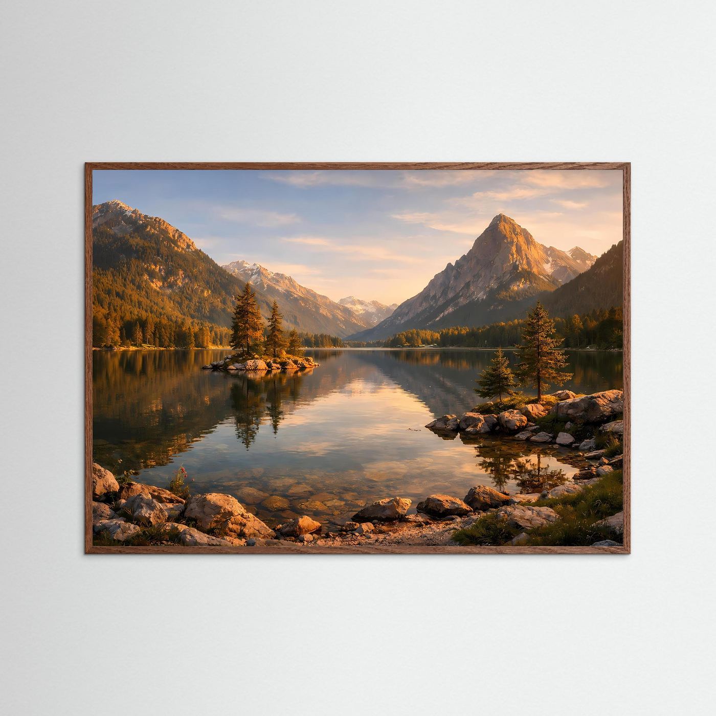 Alpenidyll am Bergsee im Abendlicht | Panorama Bergmassiv & Natur Poster Querformat