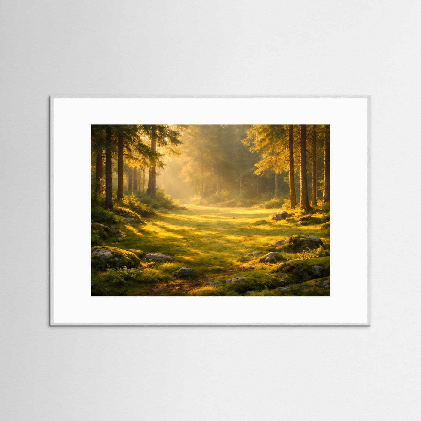 Magischer Sonnenstrahl im verzauberten Wald | Natur & Landschafts-Wandbild