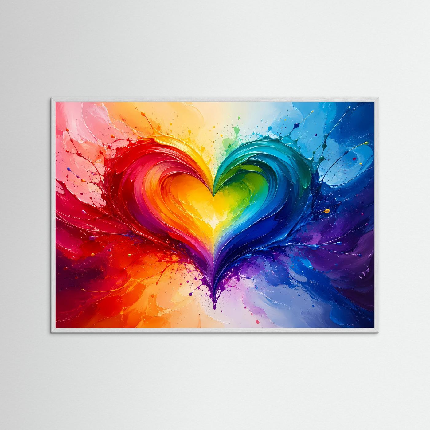 Regenbogen Herz Poster | Abstrakte Liebe Wandkunst | LGBTQ+ Herz Kunst | Farbenfrohes Modernes Wandbild
