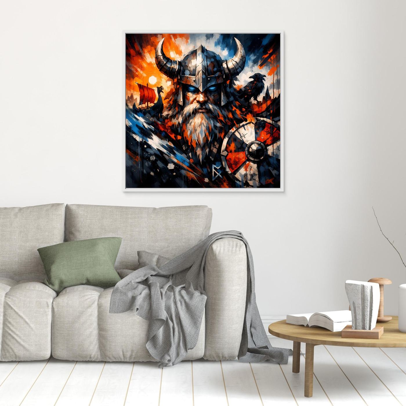 Leinwand Mythischer Wikinger-Krieger | Modernes Abstraktes Nordmann Wandbild