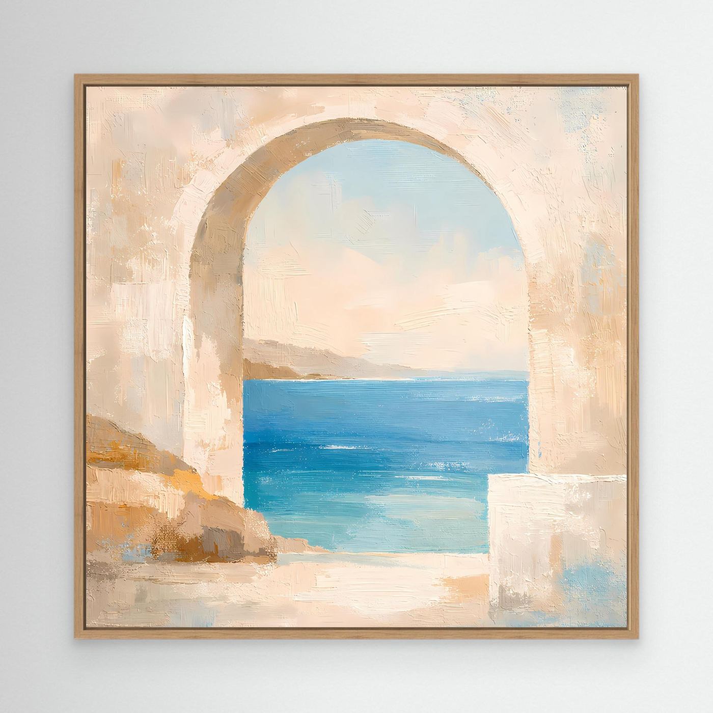 Leinwand Mediterraner Torbogen mit Meerblick | Abstraktes Ozean Wandbild