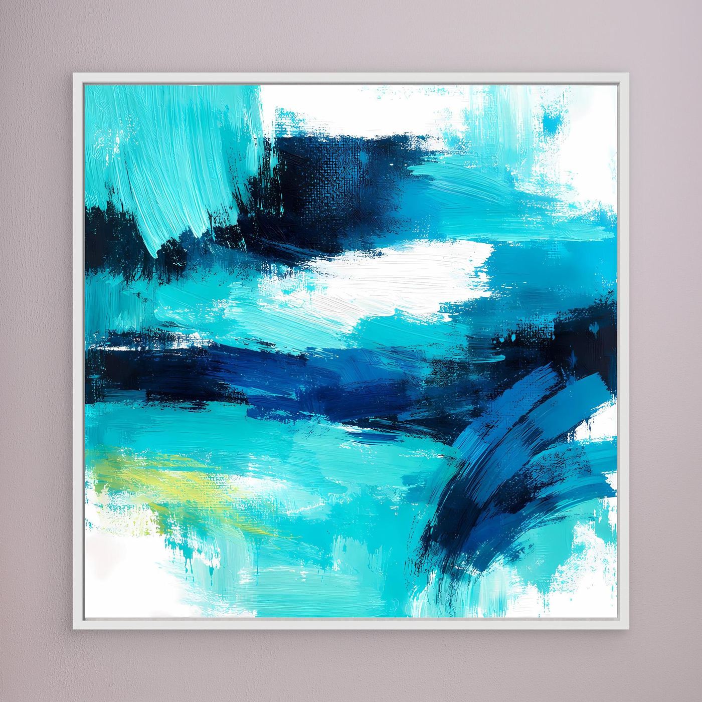 Premium Leinwand Modernes Abstraktes Wandbild Ocean Blue | Maritimes Kunstwerk im Impasto-Stil