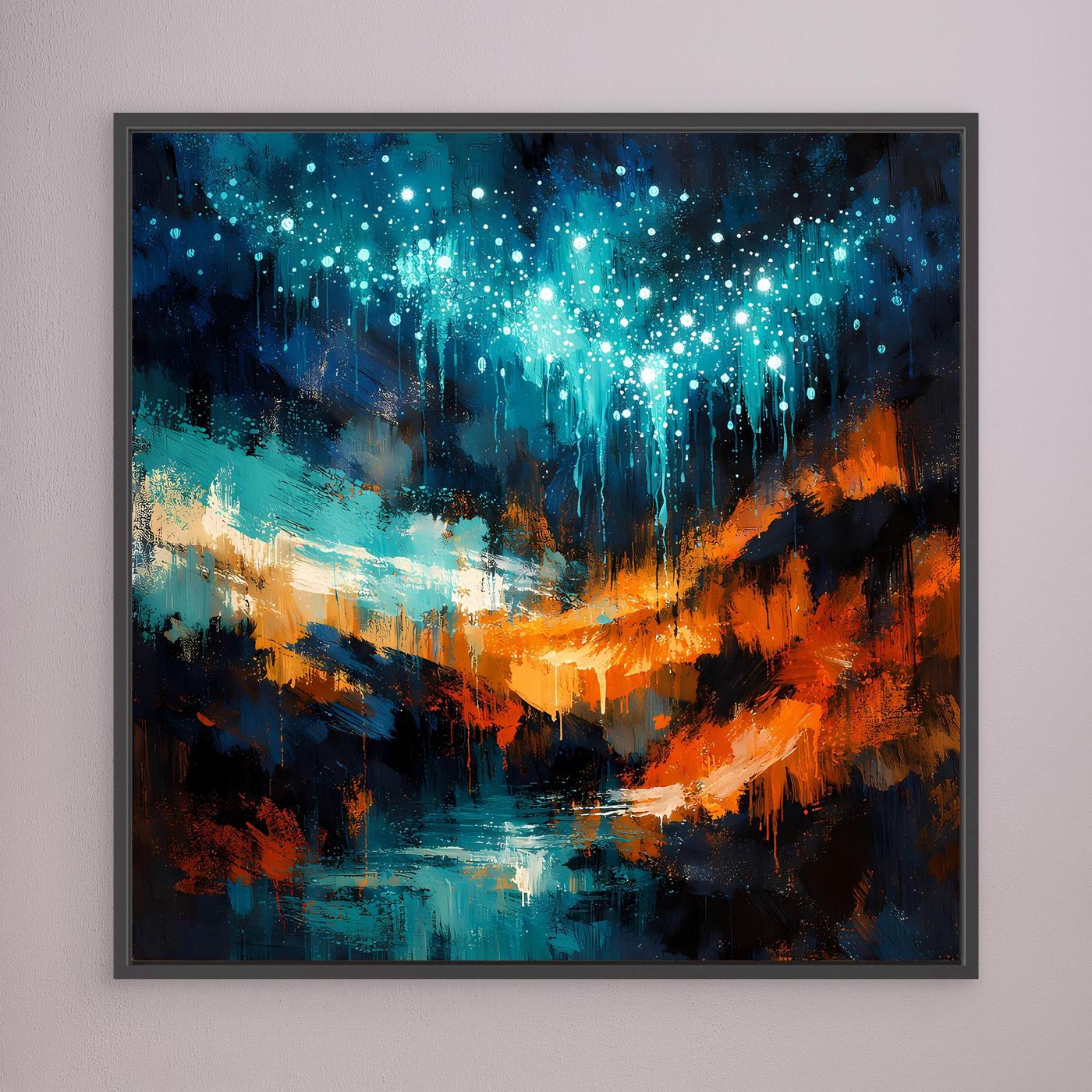 Leinwand Magische Glühwürmchen-Höhle | Abstraktes Natur Fantasy Wandbild