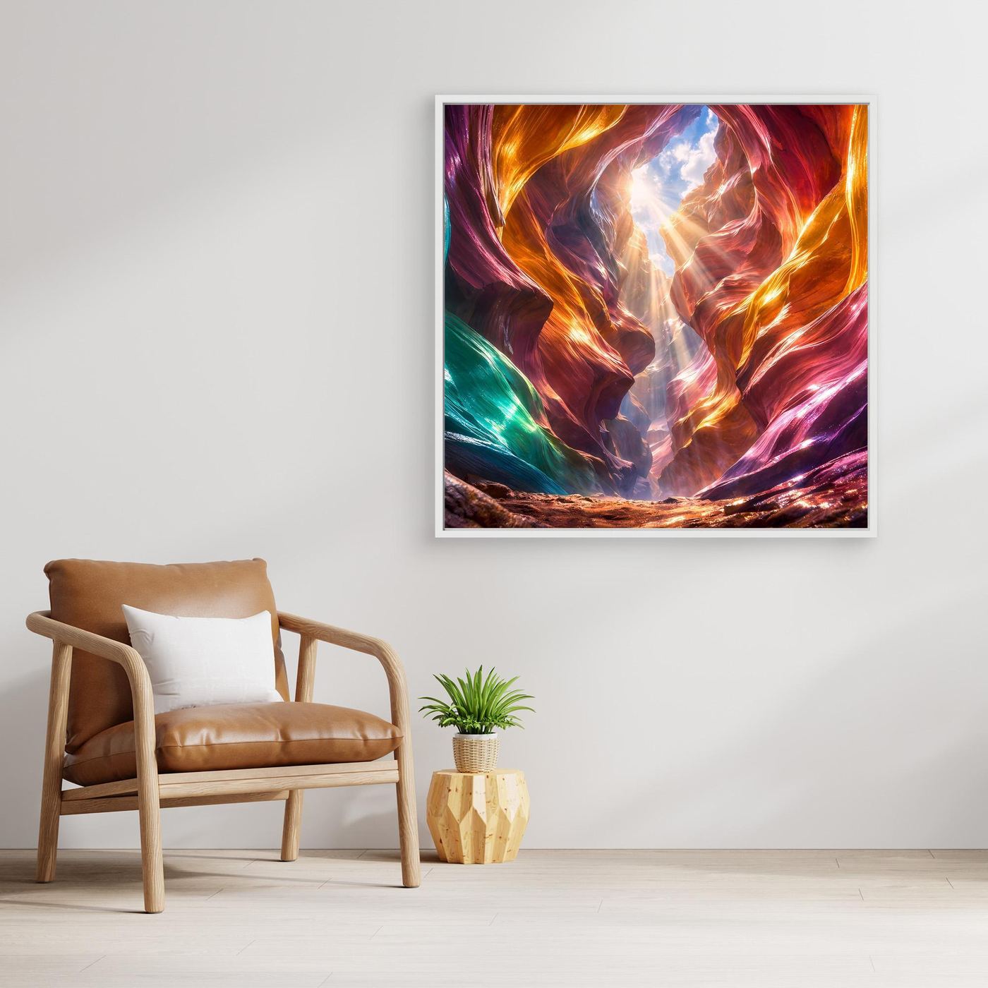 Leinwandbild Magischer Antelope Canyon | Abstraktes Felsenschauspiel Wandbild auf echtem Holzkeilrahmen