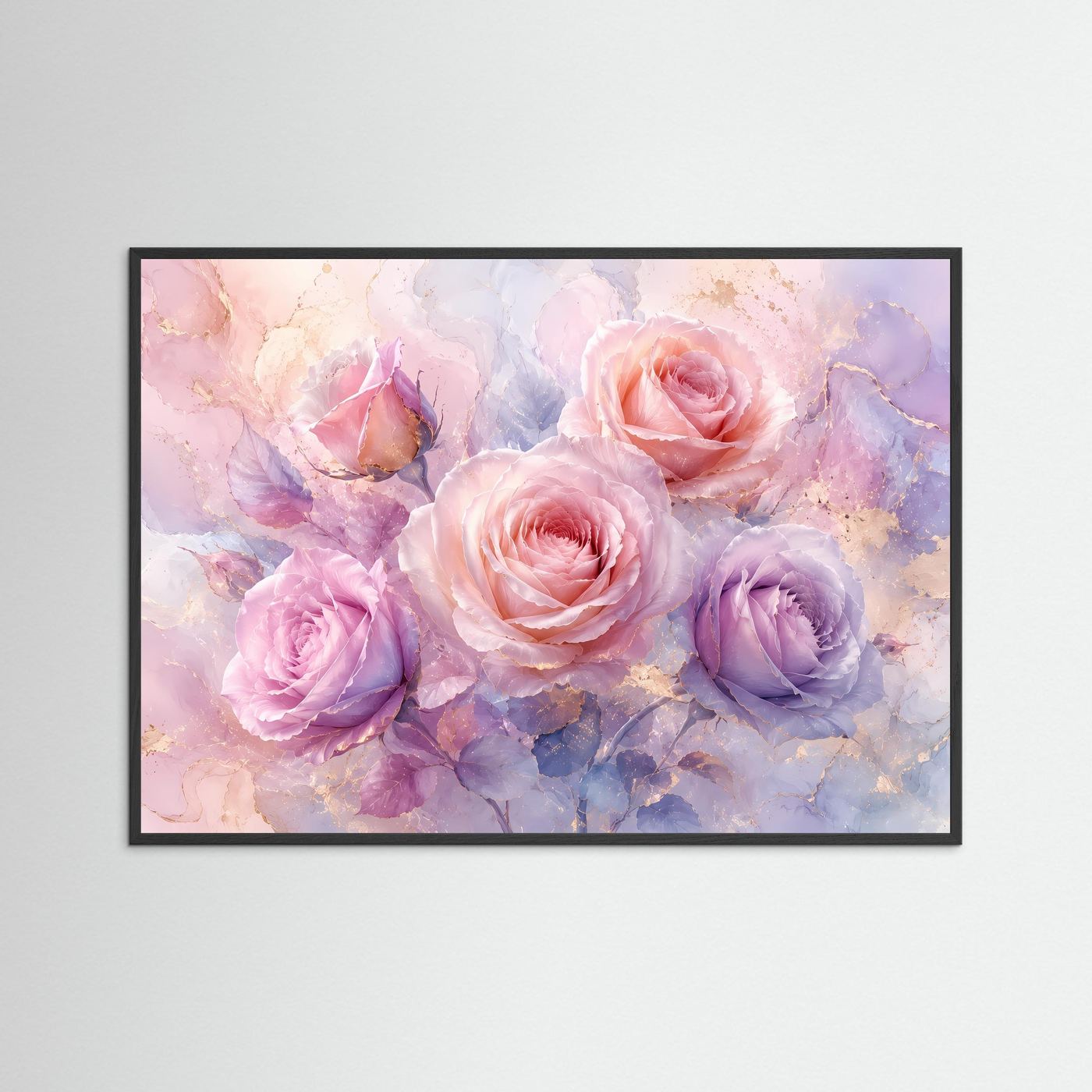 Rosen Poster Pastell | Zarte Rosenblüten in Rosa & Flieder | Florale Wandkunst | Modernes Blumenbild | Leinwand | Premium Wall Art
