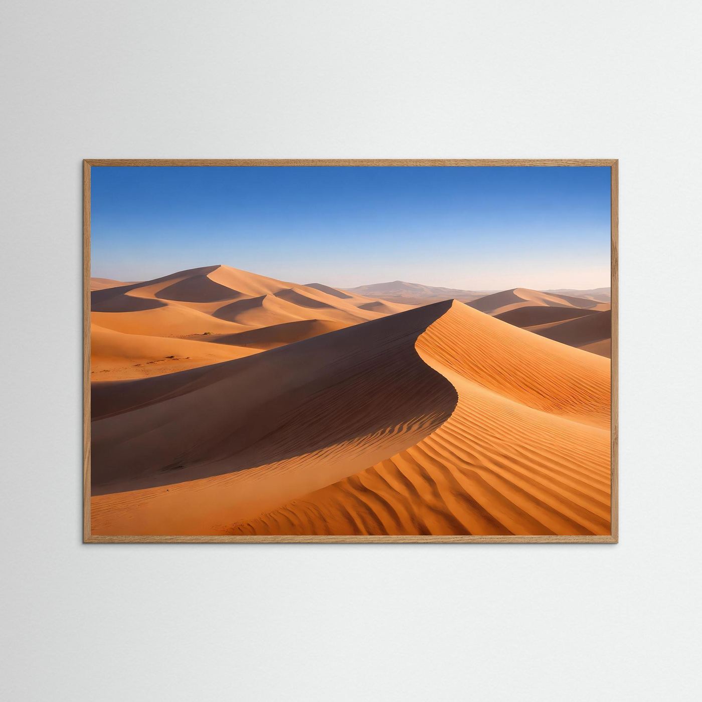 Panoramaposter mit braunem Holzrahmen, Dünenlandschaft im Panorama