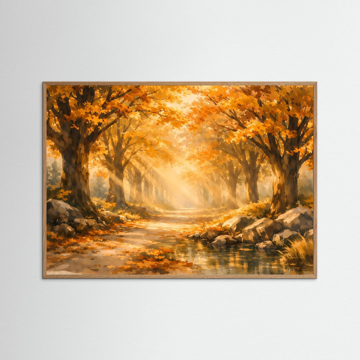 Goldener Herbstwald im Sonnenlicht | Panorama Natur & Wald Poster Querformat